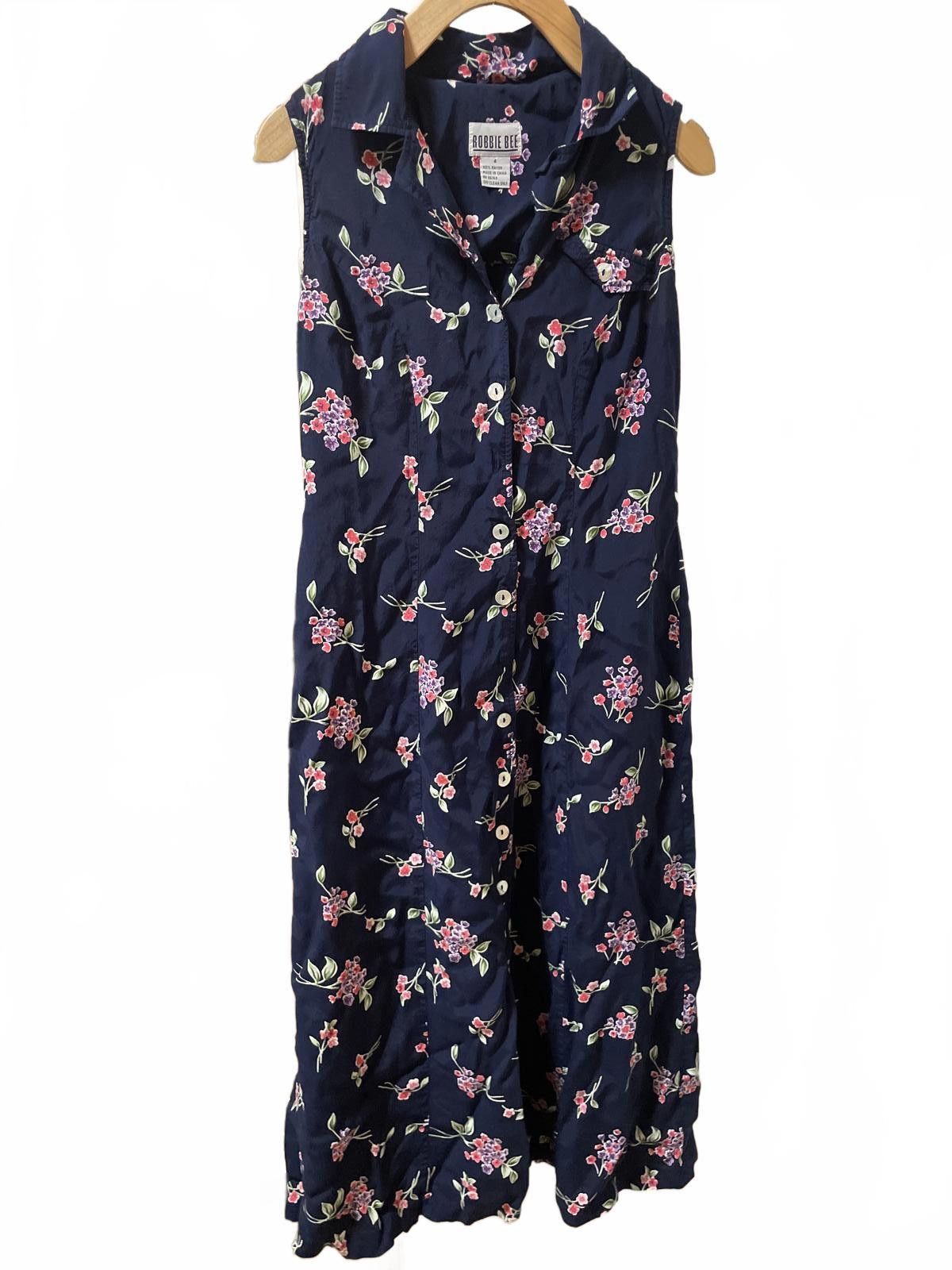Other Robbie Bee Summer Dress Women's 4 Blue Sleeveless Floral Size S / US 4 / IT 40 - 1 Thumbnail