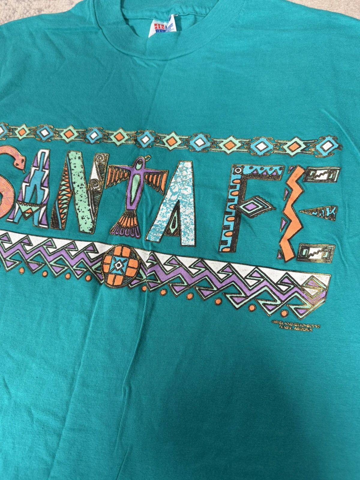 Hanes Vintage 90s Single Stitch Hanes Beefy-T USA Santa Fe T-Shirt Size US L / EU 52-54 / 3 - 3 Thumbnail