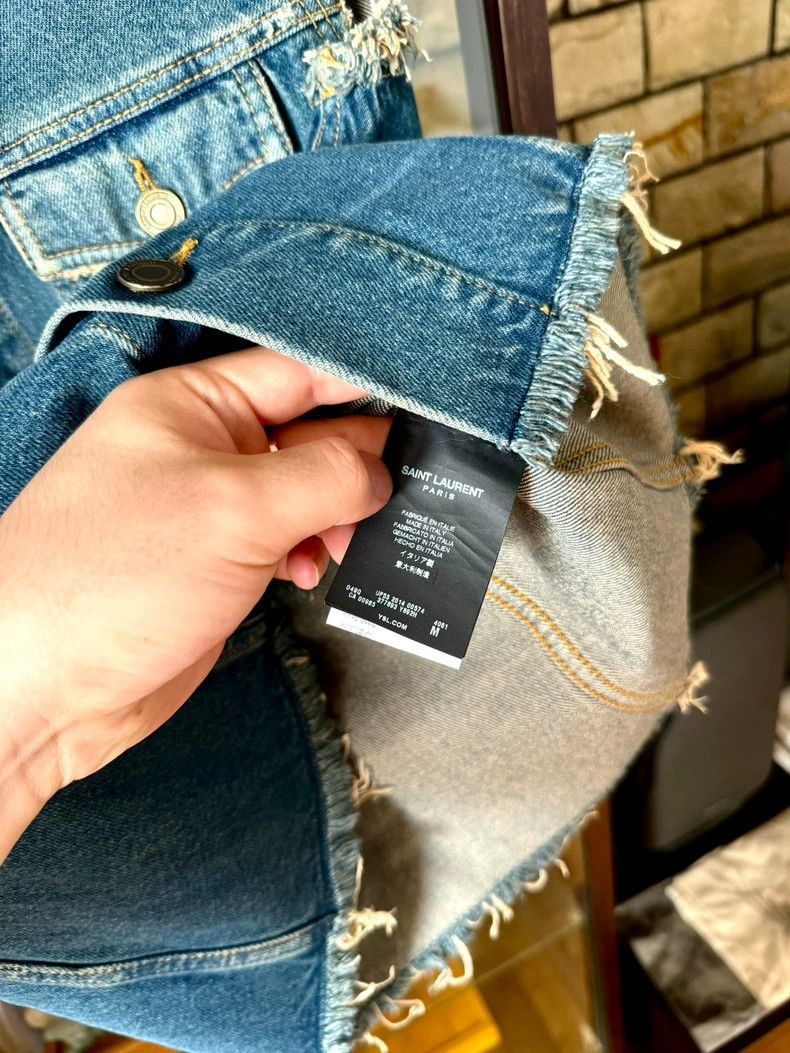 Saint Laurent Paris Saint Laurent Paris Saint Laurent Blue Denim Frayed Vest-2 Size US M / EU 48-50 / 2 - 5 Thumbnail