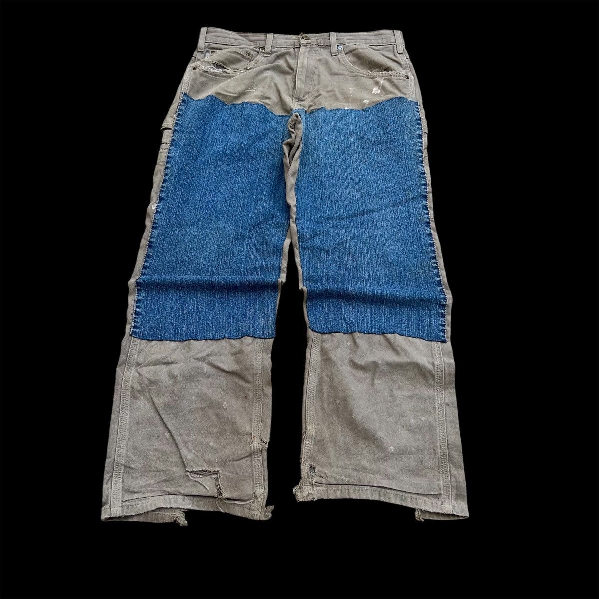 Carhartt “CARHARTT” HEAVY DISTRESS CUSTOM DOUBLE KNEE PANTS Size US 32 / EU 48 - 1 Thumbnail