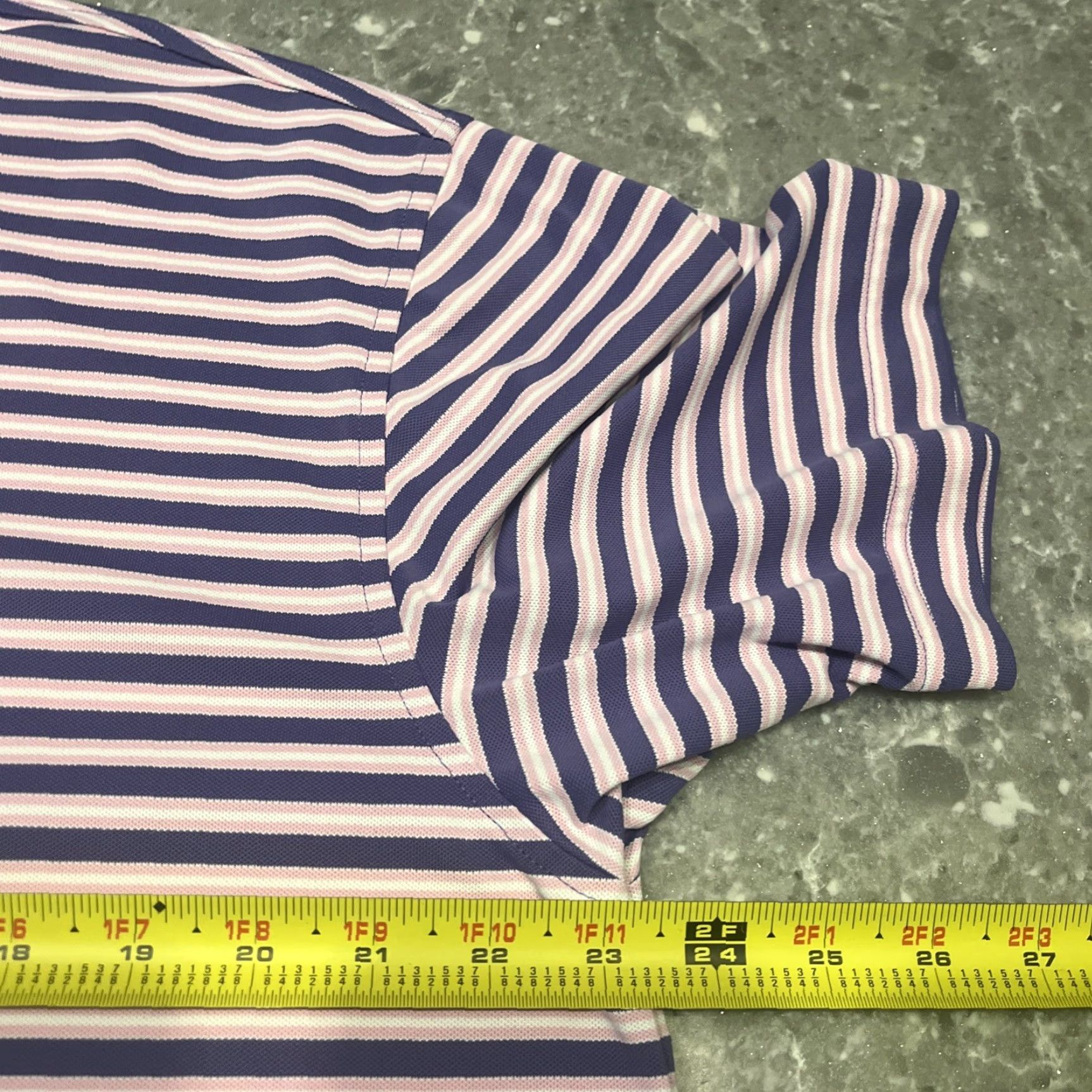 Peter Millar Peter Millar Summer Comfort Polo Shirt Mens L Purple Pink Stripe Short Sleeve Striped Polyester Blend Stretch Casual Travel Activewear Size US L / EU 52-54 / 3 - 4 Thumbnail