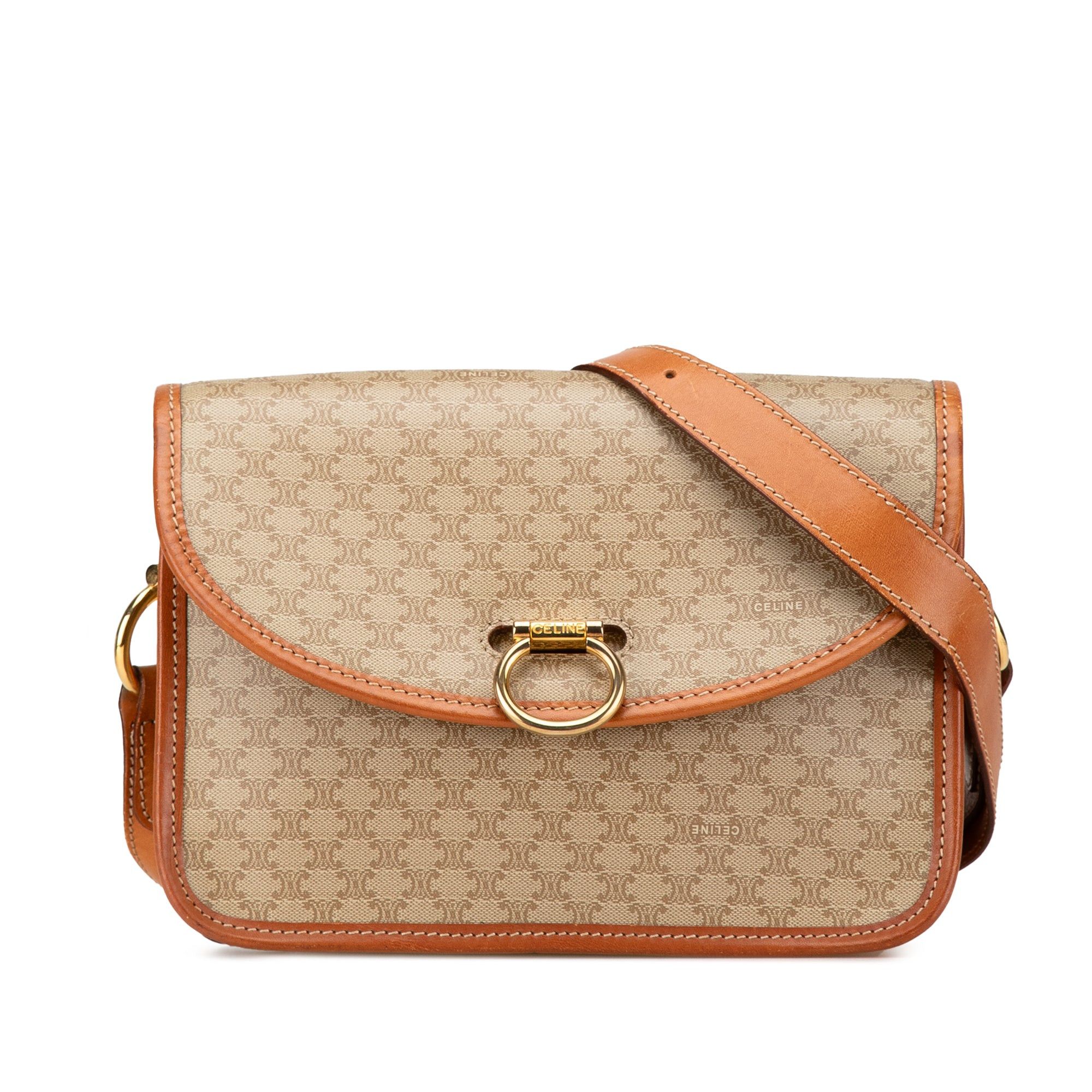 Celine Celine Macadam Coated Canvas Crossbody Brown Size ONE SIZE - 1 Thumbnail