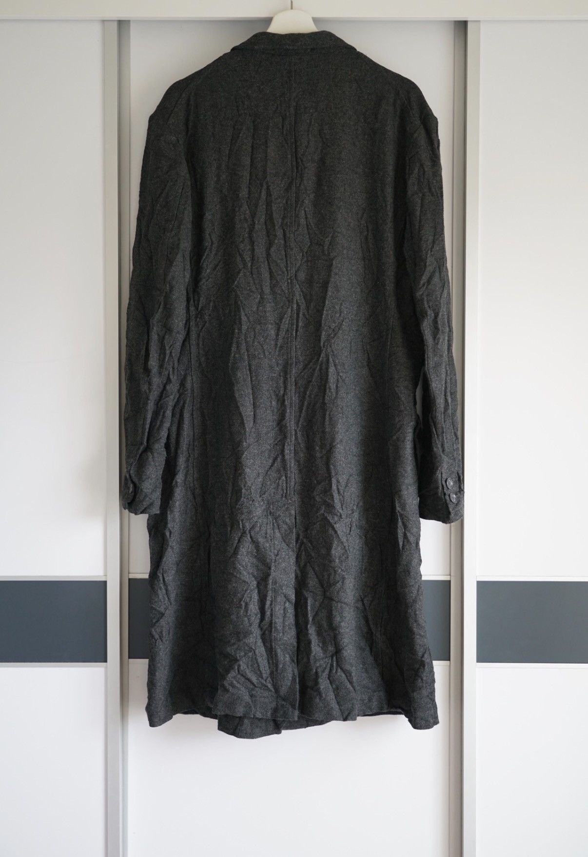 Yohji Yamamoto Yohji Yamamoto 16aw Crinkled Vintage Grey Wool Coat K4 Size US M / EU 48-50 / 2 - 2 Thumbnail
