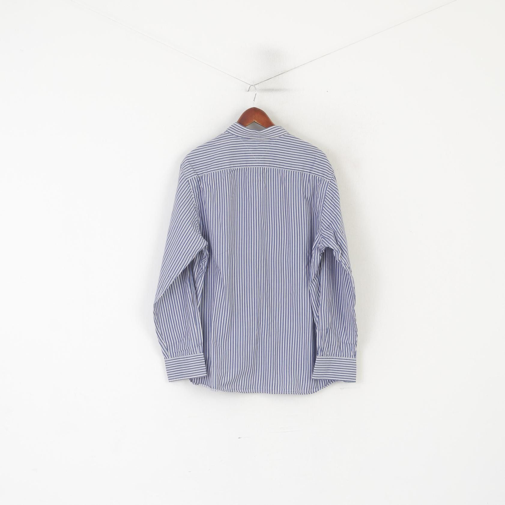Tommy Hilfiger Tommy Hilfiger Men XL Casual Shirt Blue Cotton Striped 1617 Size US XL / EU 56 / 4 - 6 Thumbnail