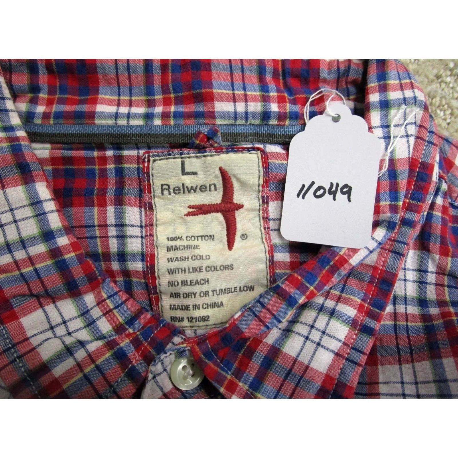 Relwen Relwen Shirt Men L Red Plaid Long Sleeve Button Down Cotton Outdoor Size US L / EU 52-54 / 3 - 8 Thumbnail