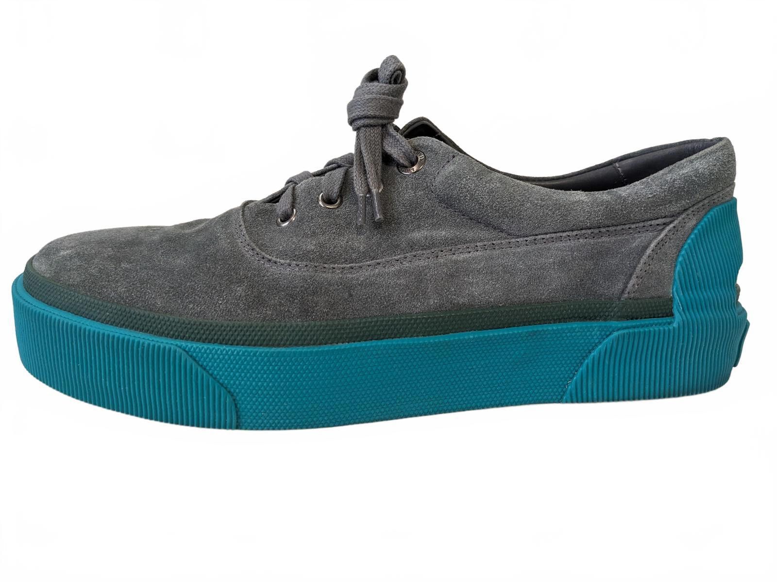Lanvin Lanvin Spain Men Leather Curb Sneakers Chunky Gray Cyan 9 Size US 9 / EU 42 - 3 Thumbnail