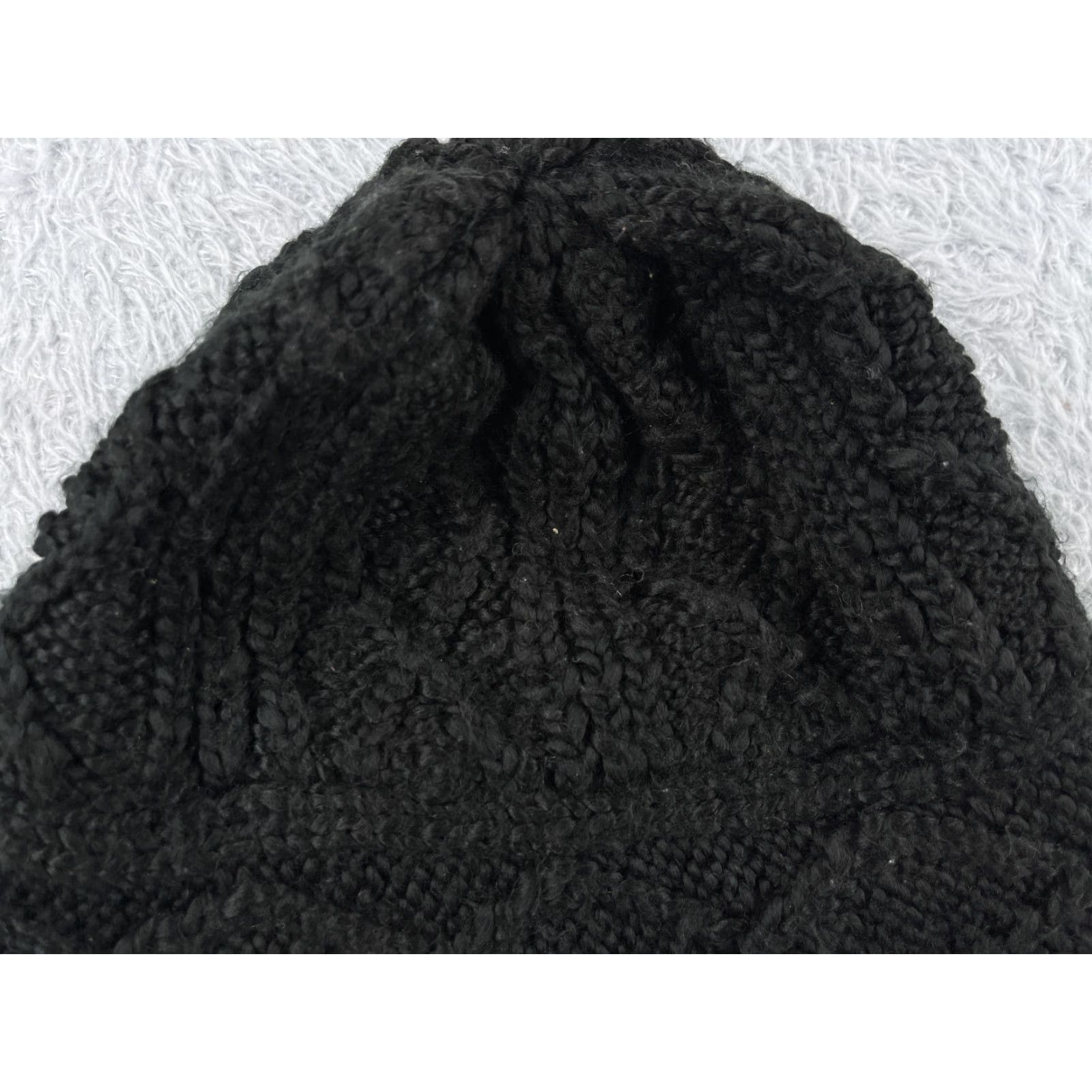 Gap GAP Beanie Hat Womens One Size Black Knit 100% Acrylic Ski Logo Beanie Womens Size ONE SIZE - 2 Thumbnail
