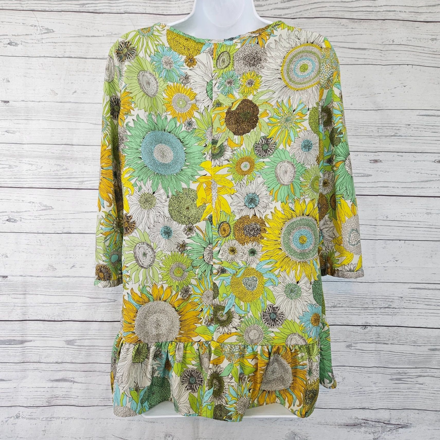 Vintage Liberty of London for Target Womens Top Sz Medium Yellow Green Floral 3/4 Sleeve Blouse Shirt Womens M Yellow Floral 3/4 Sleeve Size M / US 6-8 / IT 42-44 - 3 Thumbnail