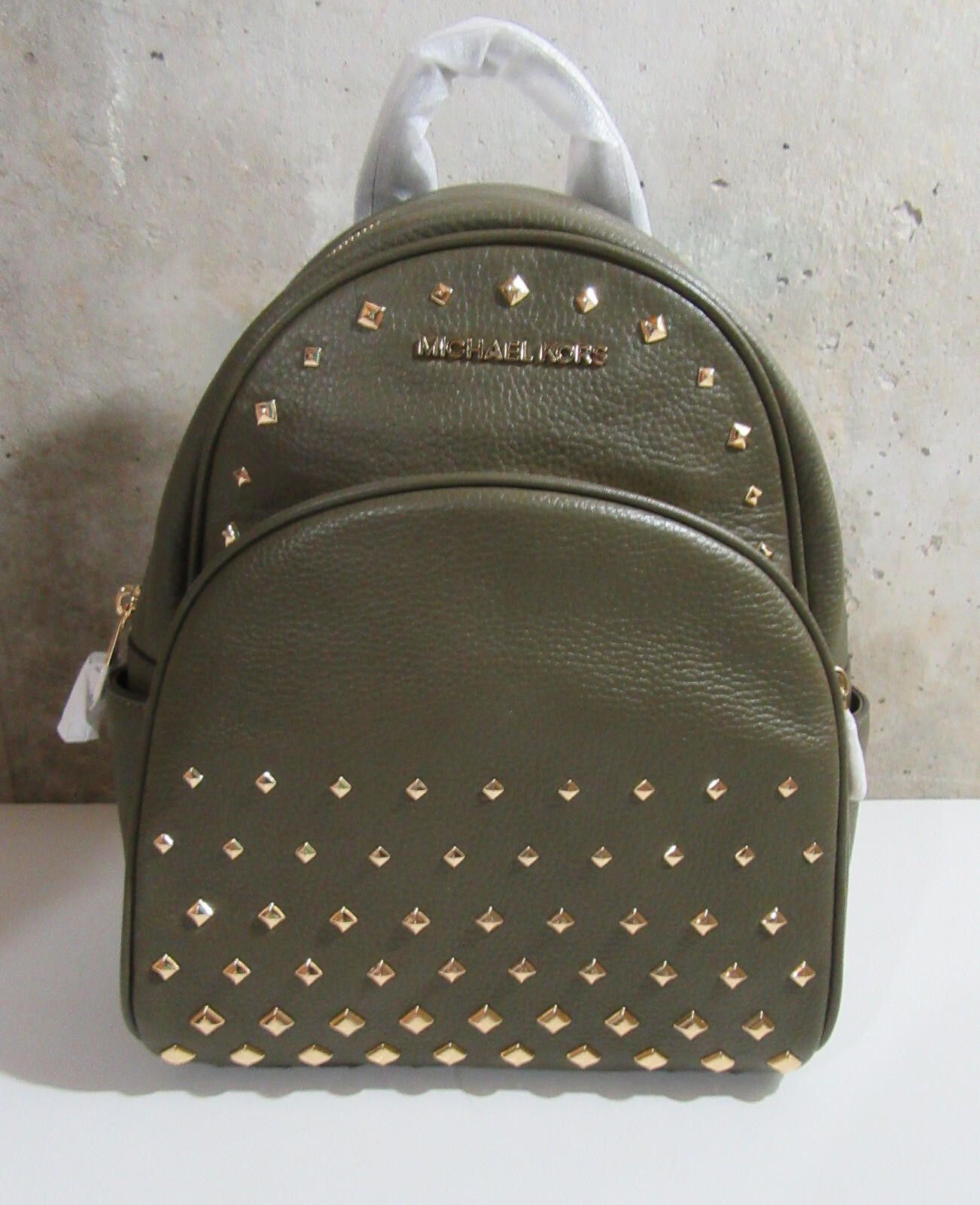 Michael Kors Michael Kors Abbey Leather Medium Studded Backpack Olive NEW Size ONE SIZE - 4 Thumbnail