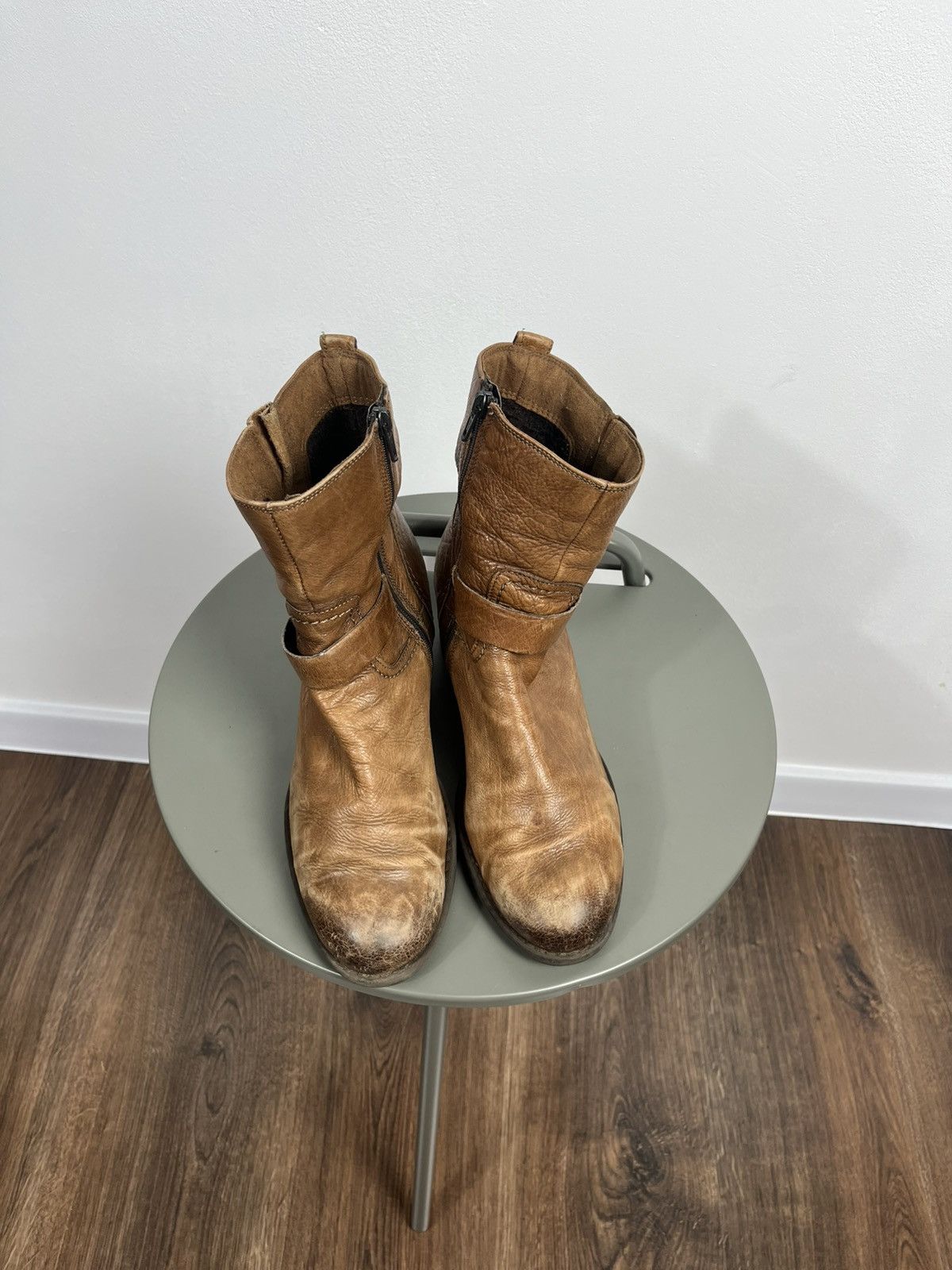 Clarks × Vintage Clarks Distressed Leather Ankle Boots – Avant-Garde Western Size US 6.5 / IT 36.5 - 4 Thumbnail