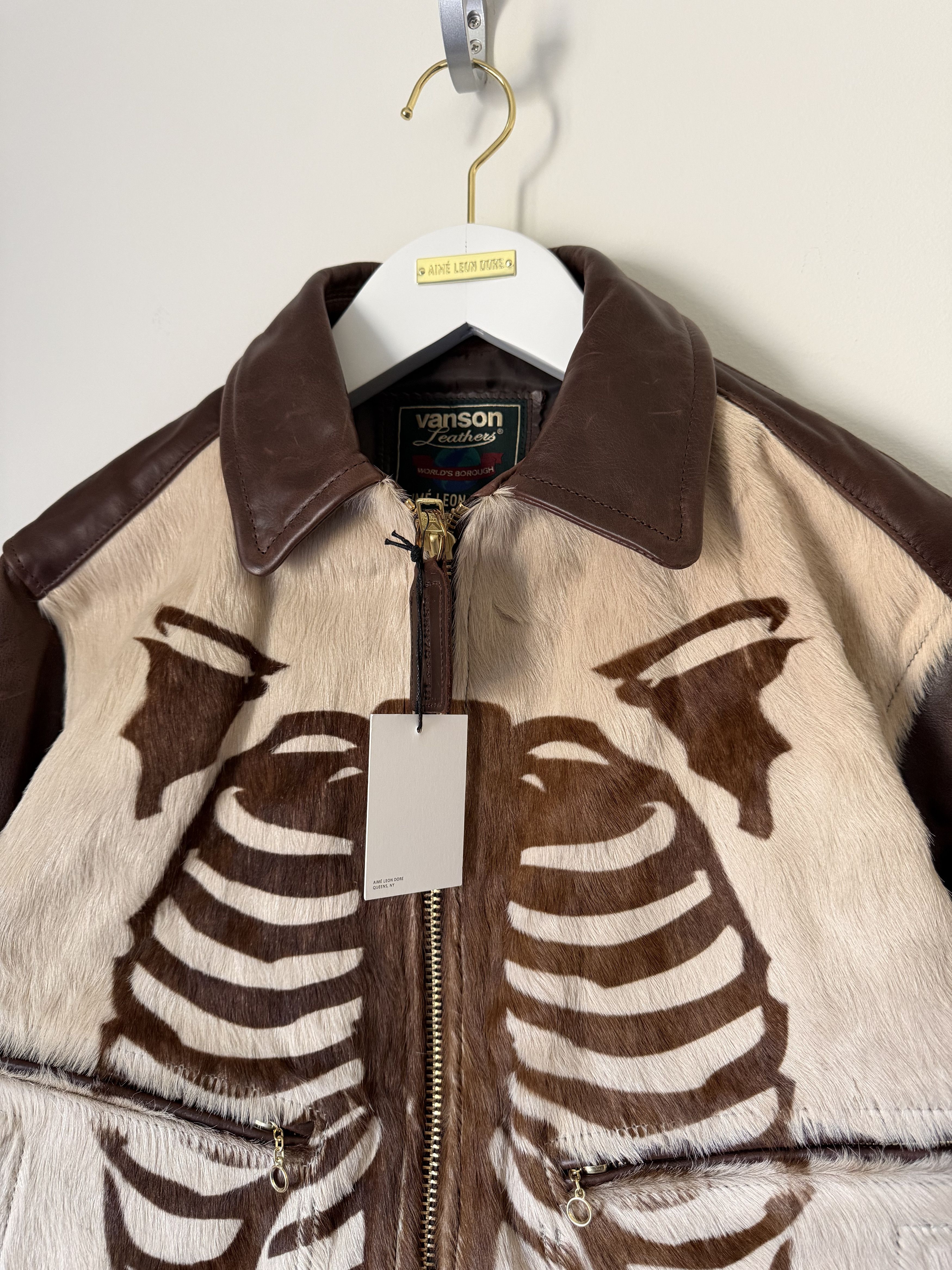 Aime Leon Dore × Vanson Leathers Aime Leon Dore Vanson Skeleton Leather Jacket in Brown Size US XL / EU 56 / 4 - 2 Thumbnail
