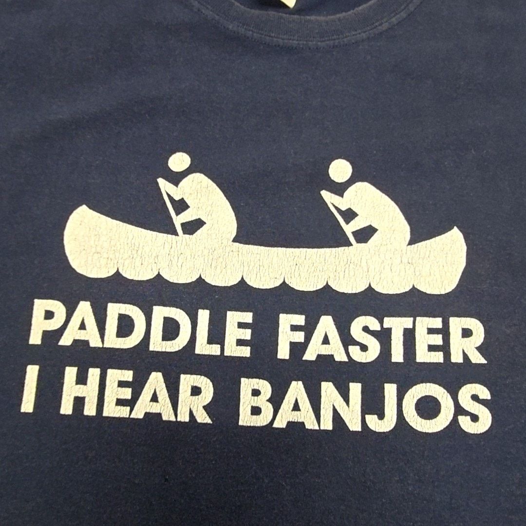 Gildan Vintage Funny Shirt Paddle Faster I Hear Banjos L Blue Tee Size US L / EU 52-54 / 3 - 2 Thumbnail