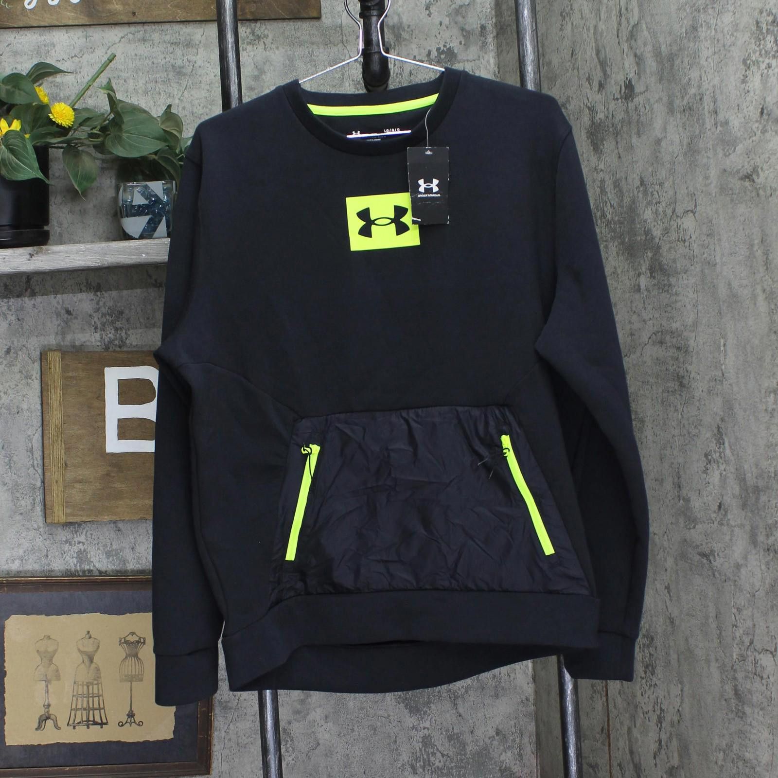 Under Armour Nwt Under Armour Trim Sweatshirt Zip Pocket Black Multi L Size L / US 10 / IT 46 - 1 Thumbnail