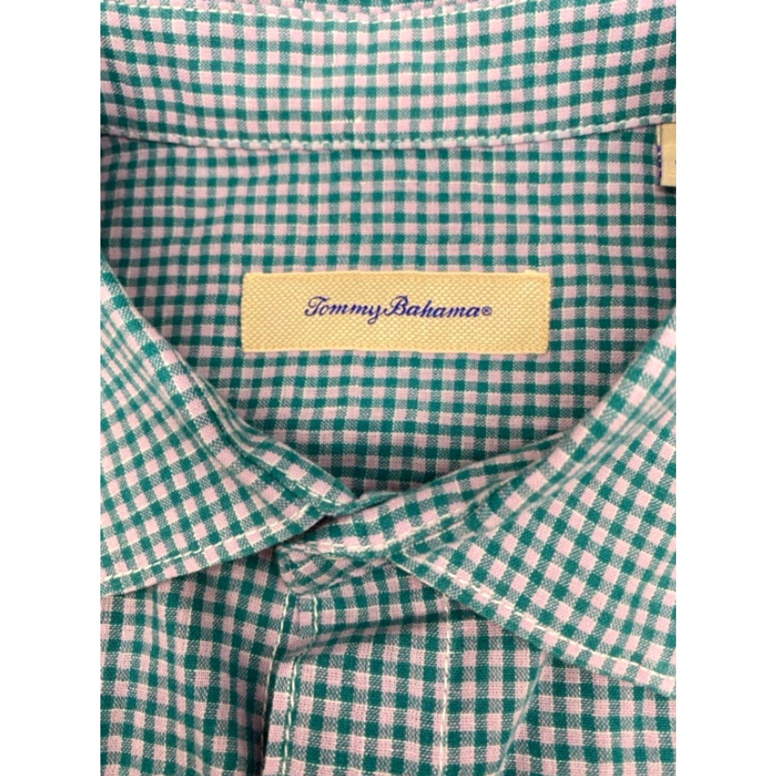 Tommy Bahama VINTAGE Tommy Bahama Shirt Men’s Large Short Sleeve Button Up Blue Checked Linen Blend Size US L / EU 52-54 / 3 - 4 Thumbnail