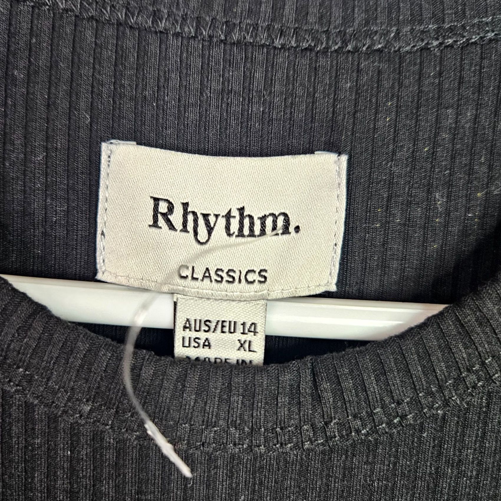 Rhythm Rhythm. Women's Black Ribbed Classic Tank Top XL Sleeveless Round Neck Size XL / US 12-14 / IT 48-50 - 5 Thumbnail