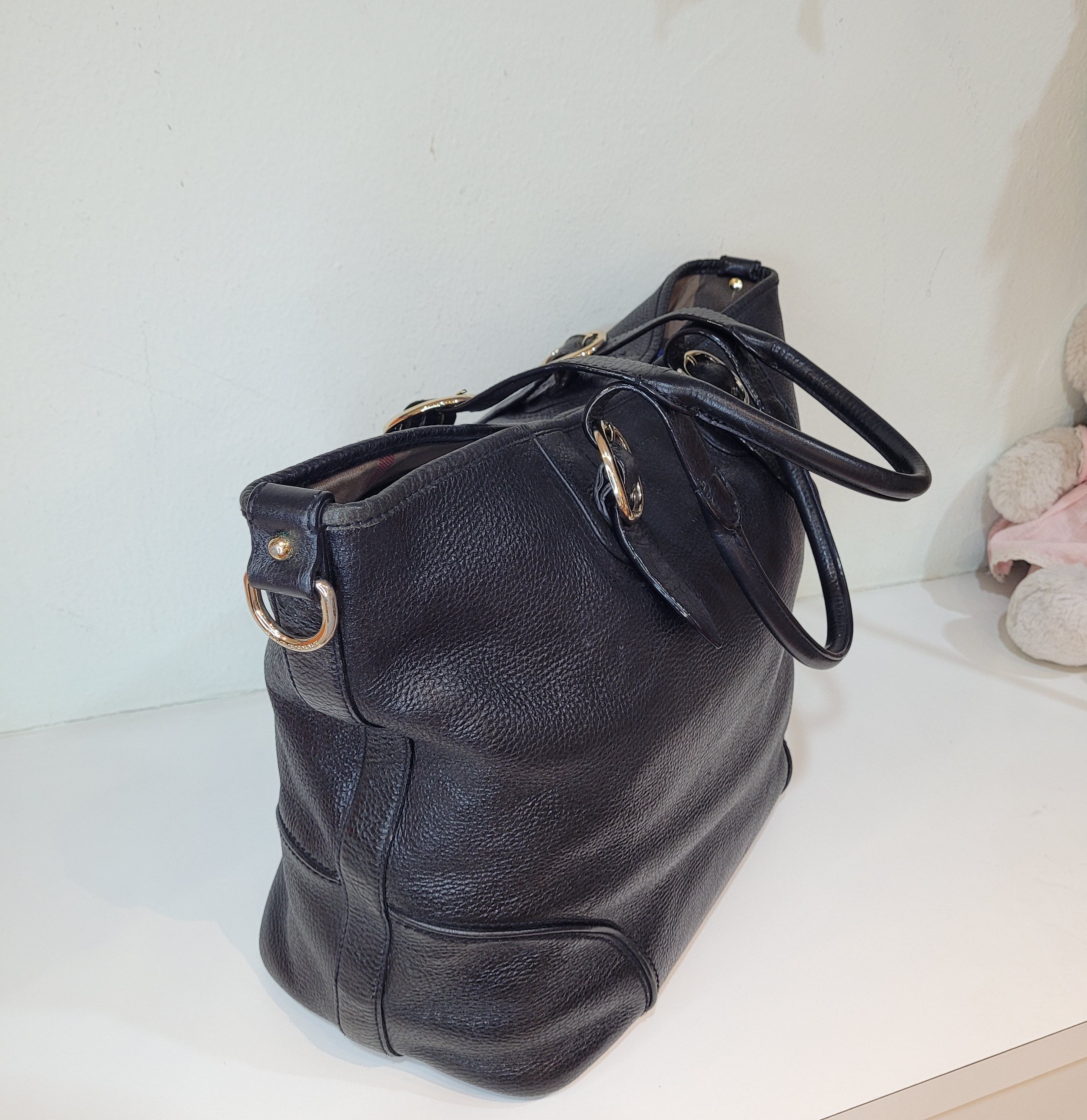 Burberry Burberry Classic Black Pebbled Leather Tote Shoulder Bag Size ONE SIZE - 6 Thumbnail