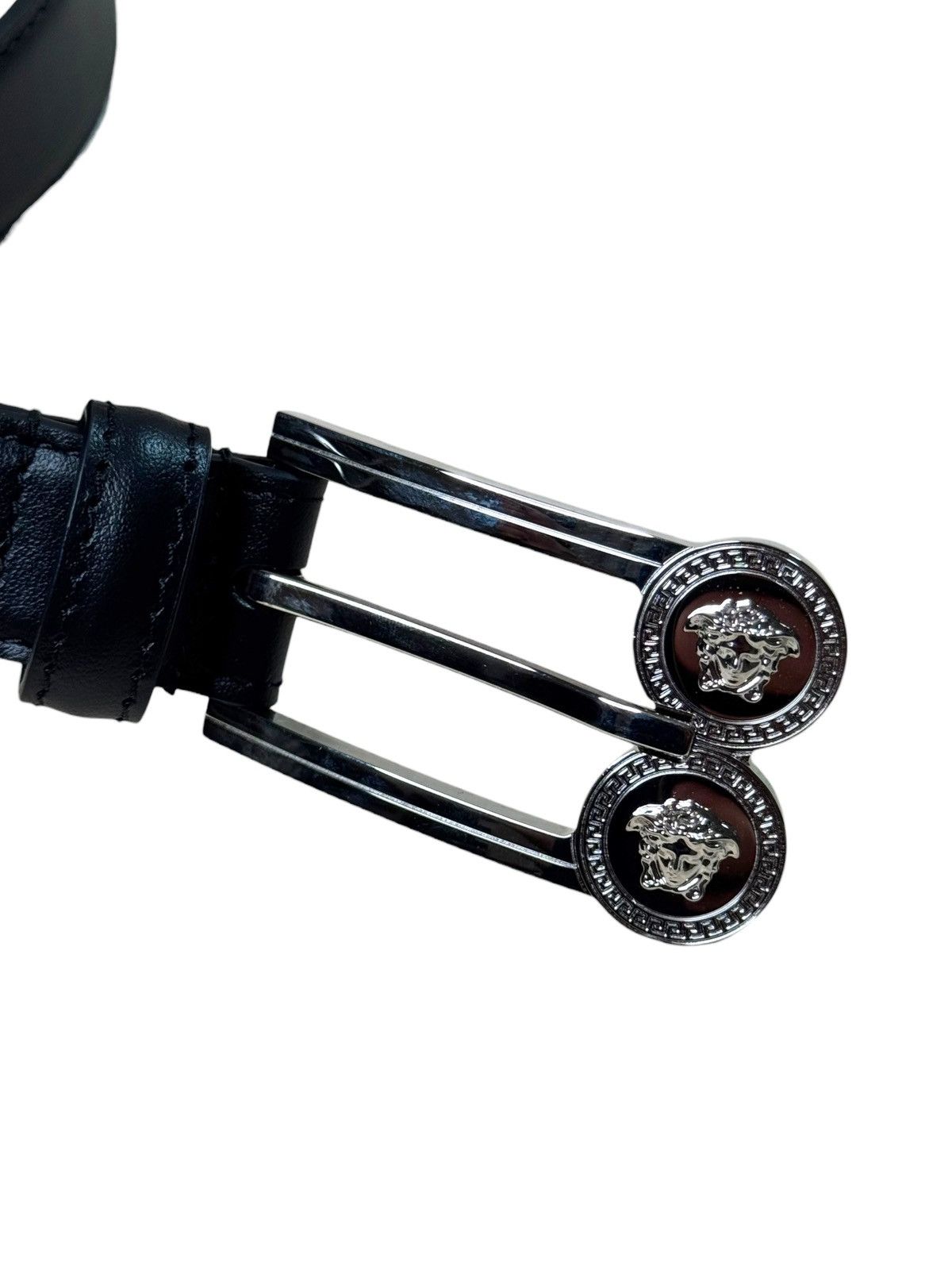 Versace Versace Black Leather Medusa Double Buckle Belt Size ONE SIZE - 2 Thumbnail