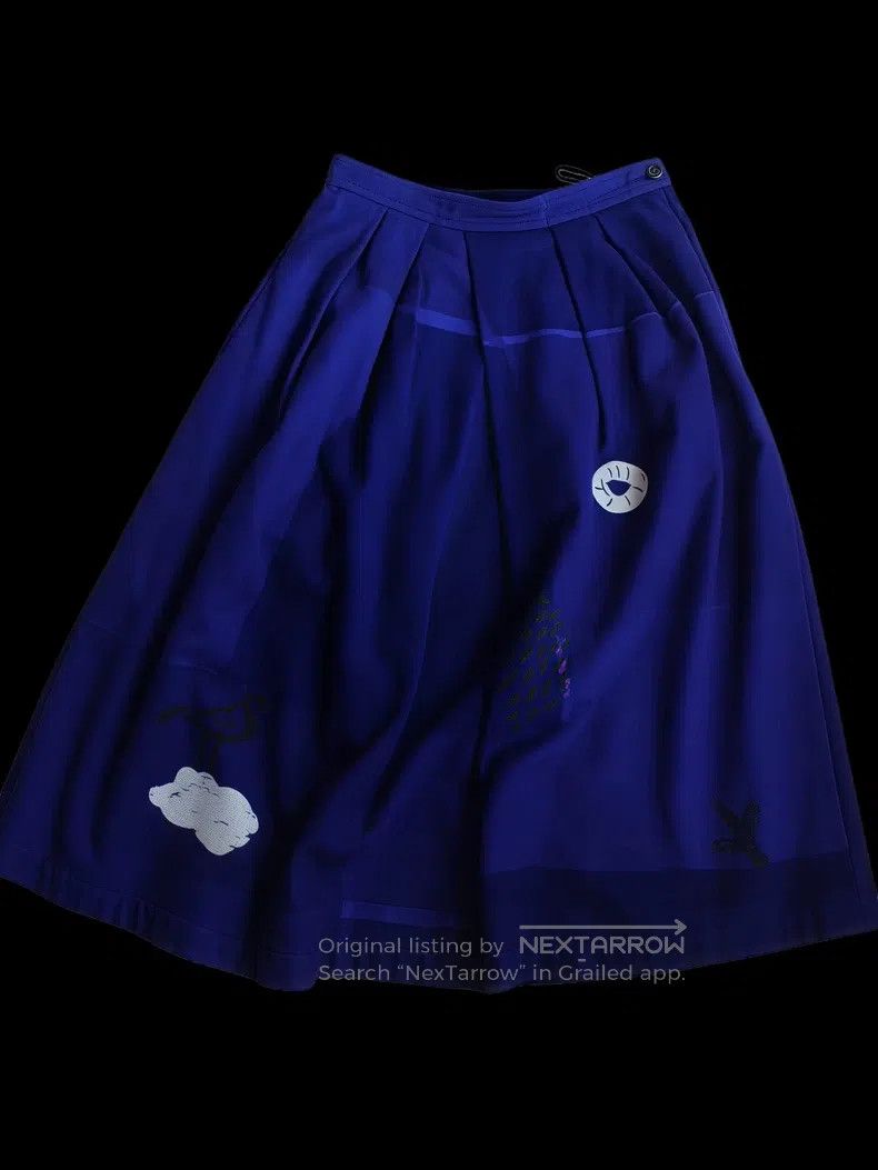 Comme des Garcons Comme Des Garcons size M Wool Cartoon Printed Blue Skirt Size 23" - 2 Thumbnail
