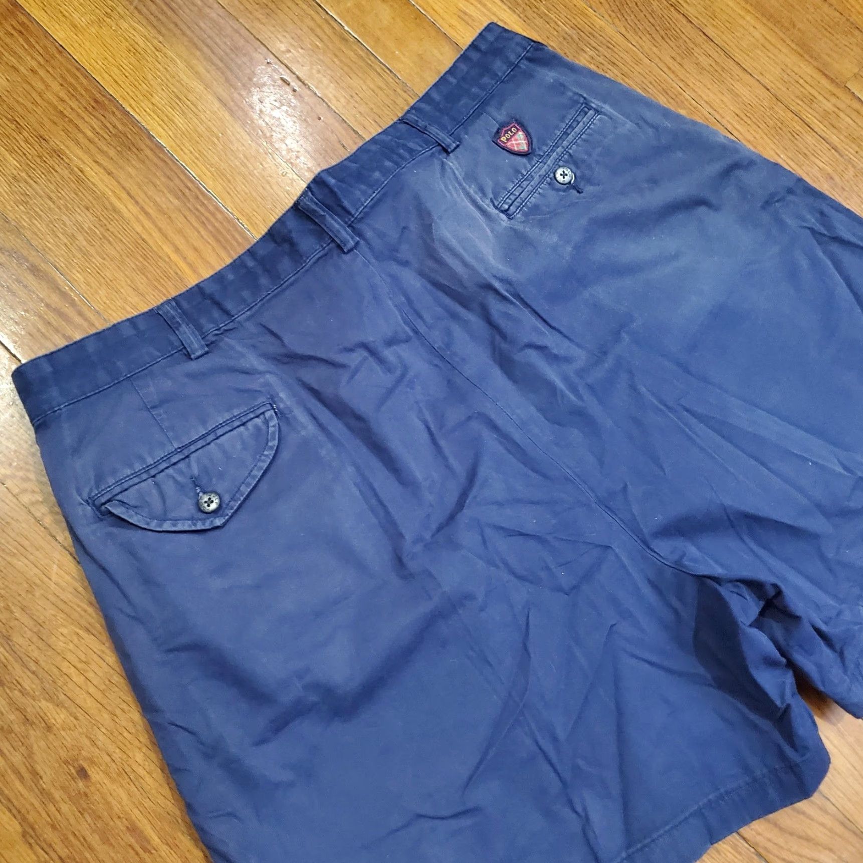 Vintage Polo Golf Shorts Mens 40 Blue Pleated Chino Classic Golf Short 7 Inseam Size US L / EU 52-54 / 3 - 2 Thumbnail