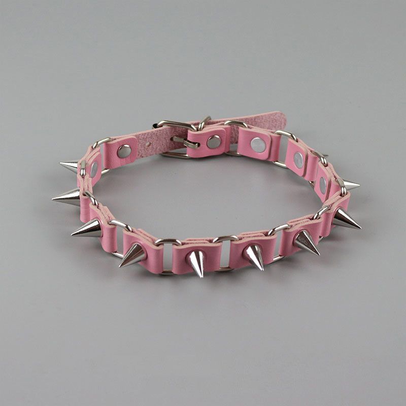 Jewelry × Leather × Vintage Riveted Leather Halloween Gothic Punk Collar Necklace Size ONE SIZE - 1 Thumbnail