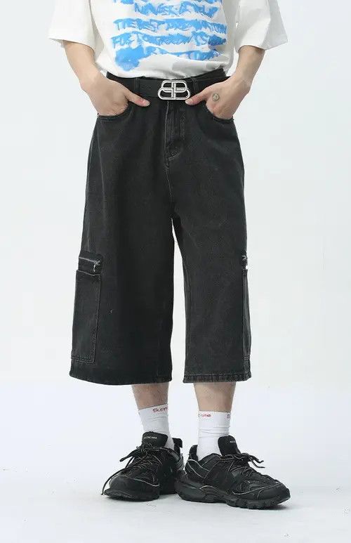 Other Black washed denim shorts with metal zipper Size US 32 / EU 48 - 3 Thumbnail