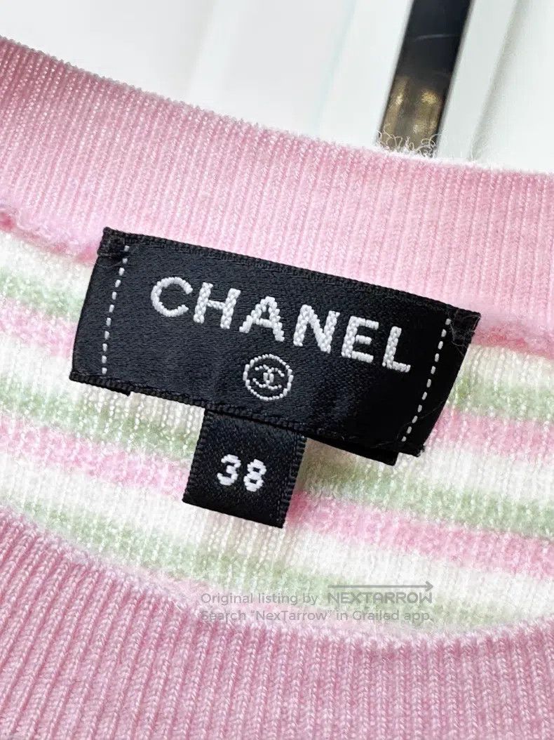 Chanel Chanel 25B striped Coco women's avatar short-sleeved knitt Size XS / US 0-2 / IT 36-38 - 6 Thumbnail