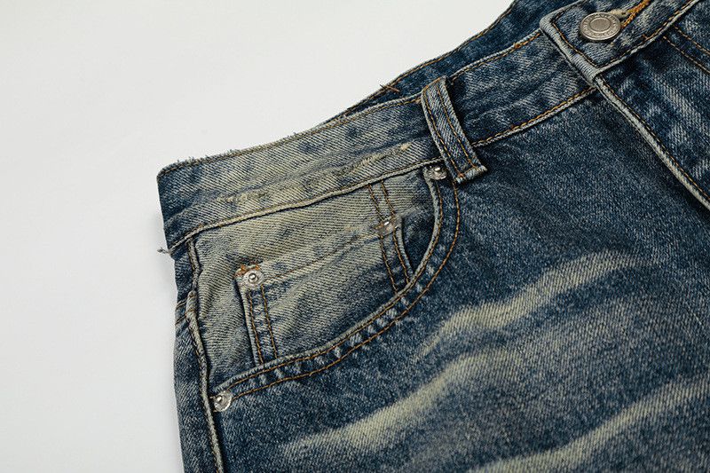 Vintage American straight-leg wide-leg whiskered washed jeans Size US 32 / EU 48 - 3 Thumbnail
