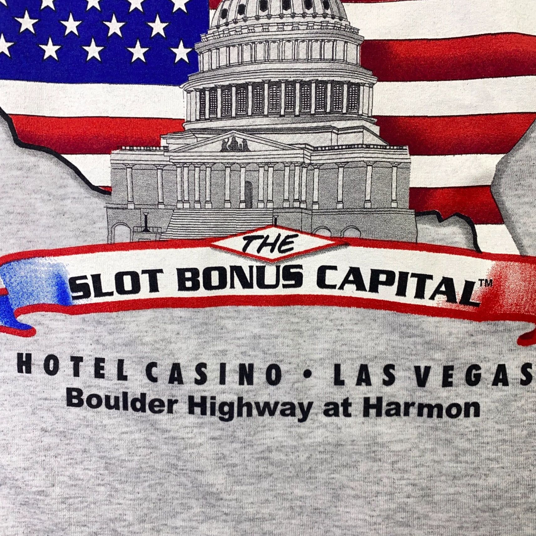 Gildan VINTAGE Nevada Palace Shirt Mens L Grey Las Vegas Slot Bonus Capital Patriotic Flag Size US L / EU 52-54 / 3 - 4 Thumbnail