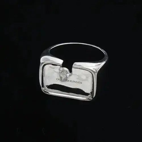 Other Unique Design Notch Set Crushed Zircon Rings Size ONE SIZE - 4 Thumbnail