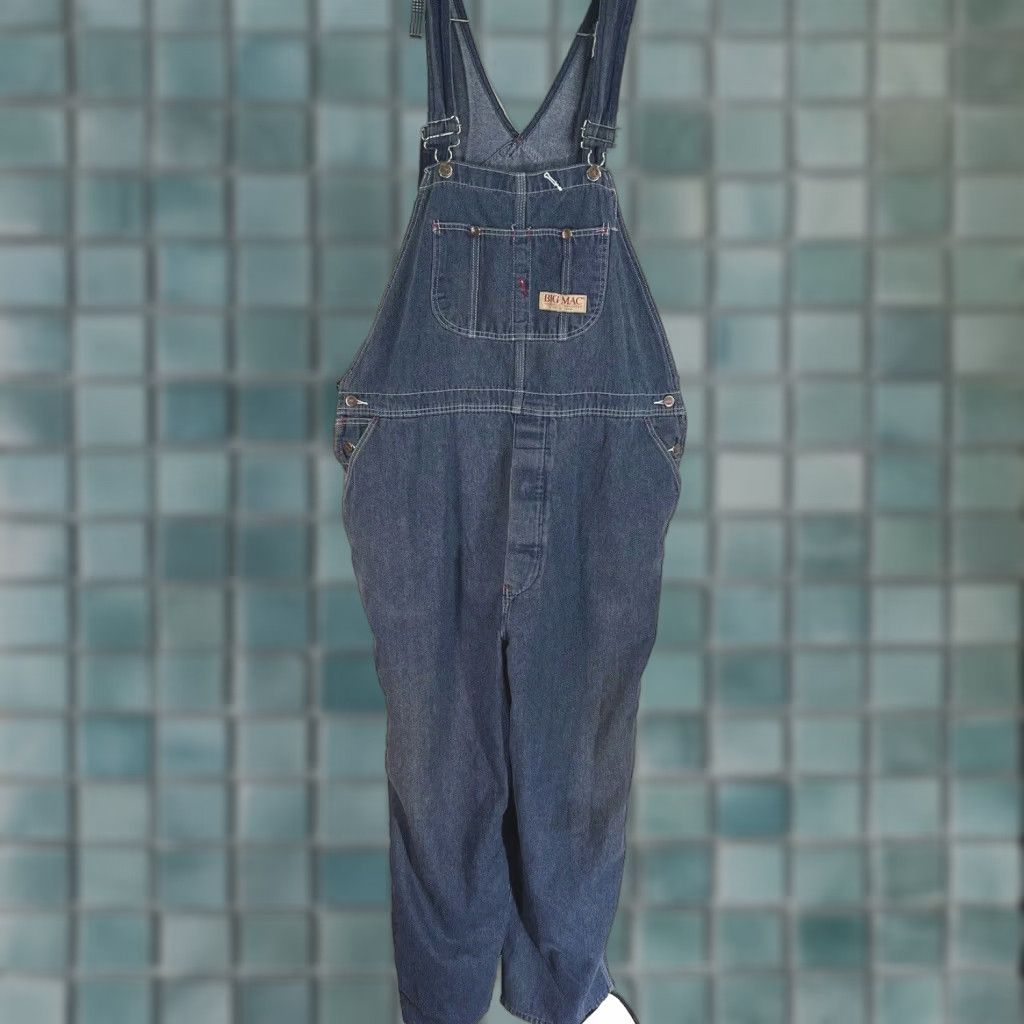 Vintage BIG MAC Denim Bibs Mens XL Blue 42X29 Regular Carpenter Jeans Size US 36 / EU 52 - 1 Thumbnail