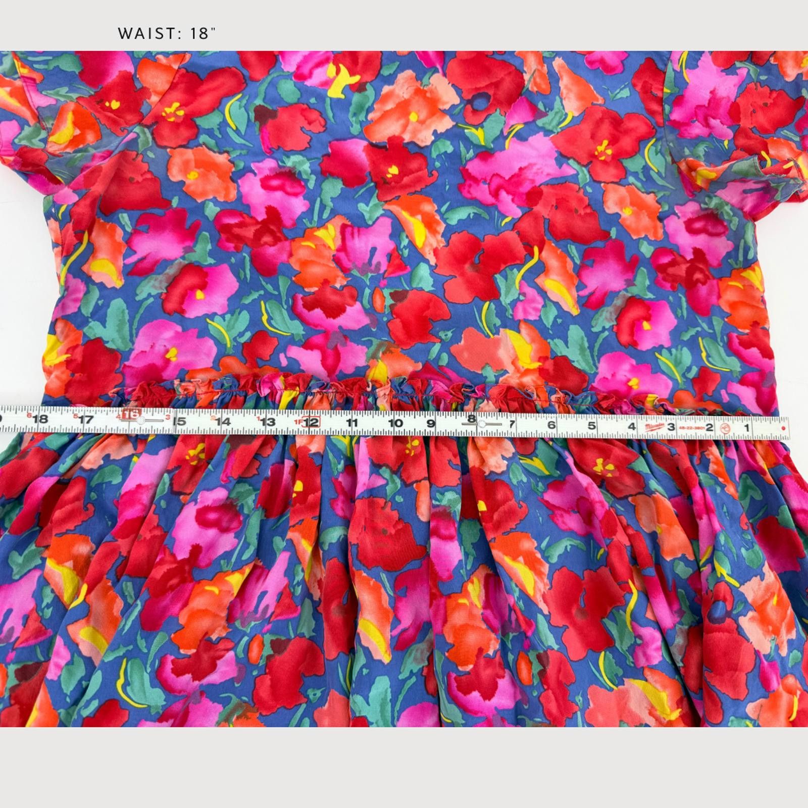 Other Ranna Gill Floral Peplum Top Blue Red Statement 6 Size M / US 6-8 / IT 42-44 - 9 Thumbnail