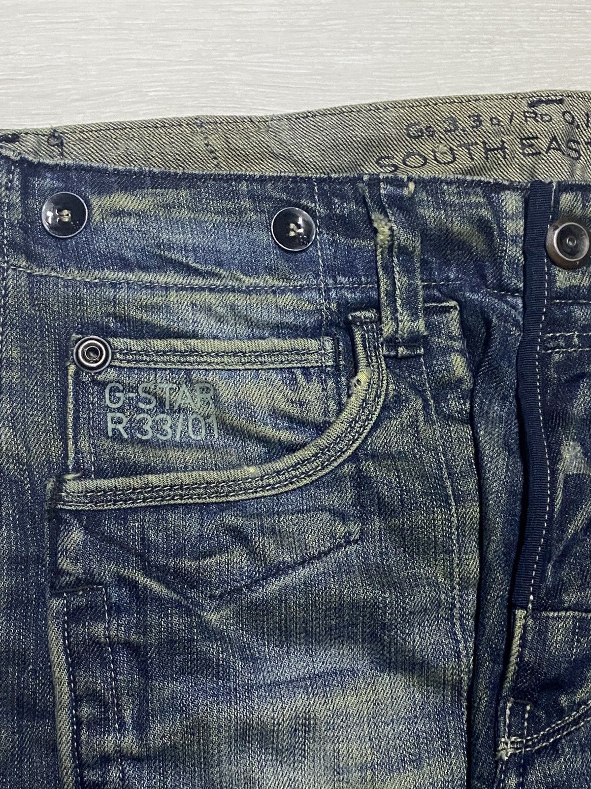G-Star × Marc Newson G Star 33/01 Mud Wash Buckle Back Double Knee Loose Jeans Size US 33 - 11 Thumbnail