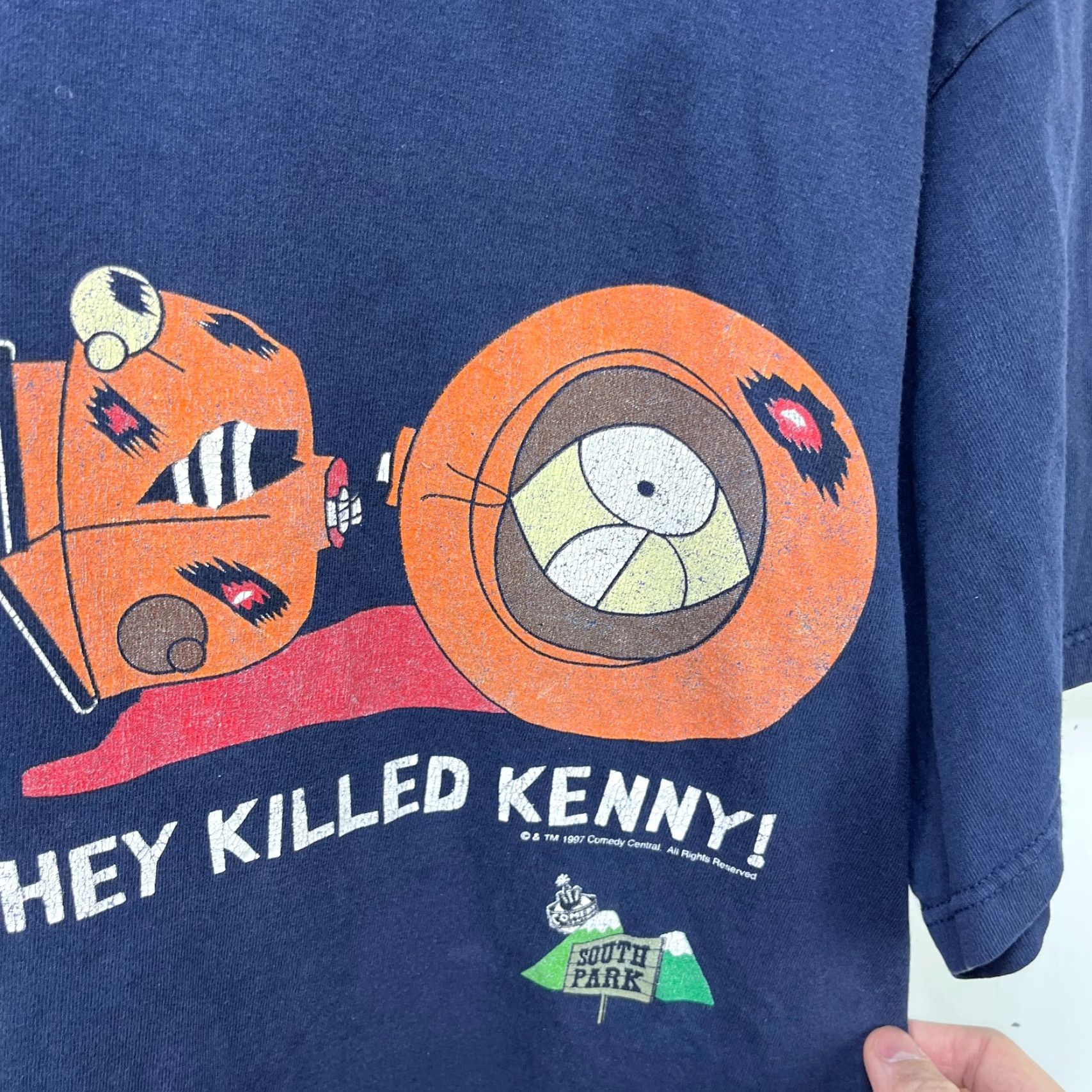 Vintage VINTAGE South Park They Killed Kenny T Shirt XL 1997 Blue Cotton Polyester Crew Neck Short Sleeve Mens Graphic Print 90s Skull Vintage 1990s Size US XL / EU 56 / 4 - 3 Thumbnail