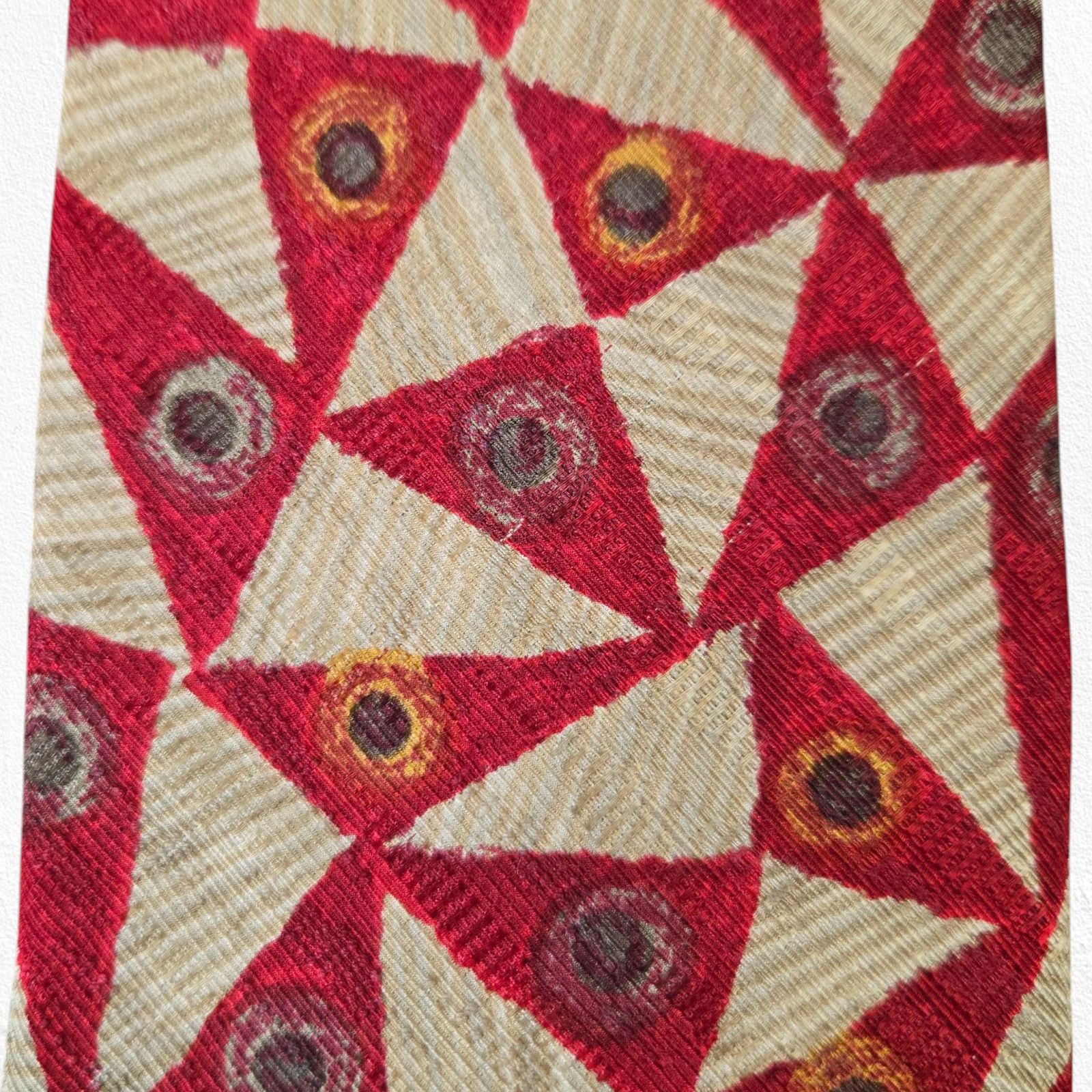 Bugatti Vintage Bugatti Red Bold Geometric Designer Silk Neck Tie Size ONE SIZE - 3 Thumbnail
