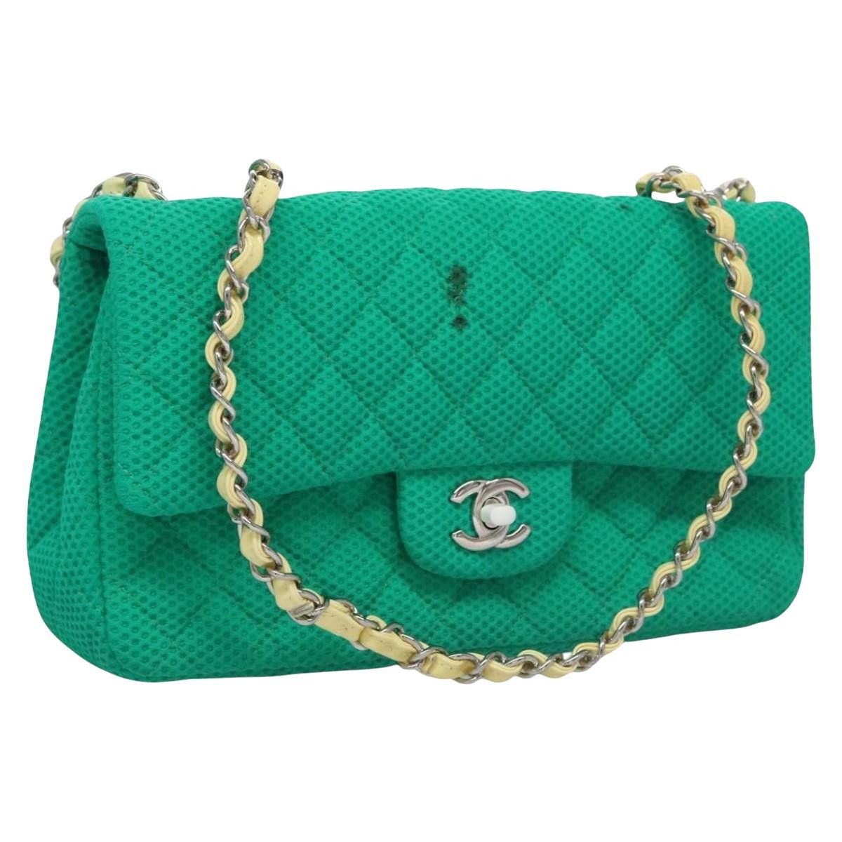 Chanel Green Cotton Shoulder Bag (Pre-Owned), Women's