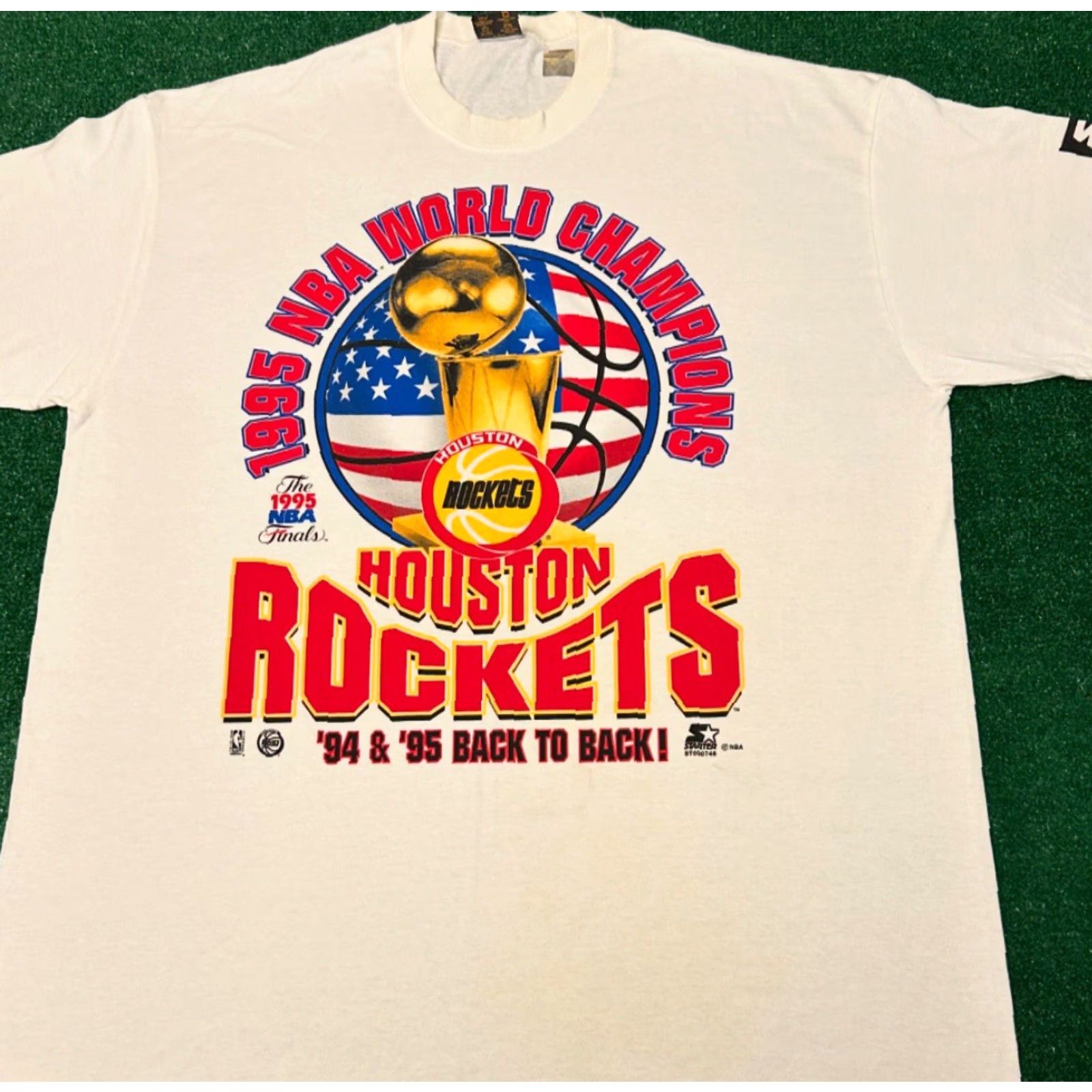 Starter VINTAGE Houston Rockets NBA Back 2 Back World Champions 1995 VTG Shirt XL White Men XL 90s USA Sports Nike? Size US XL / EU 56 / 4 - 3 Thumbnail