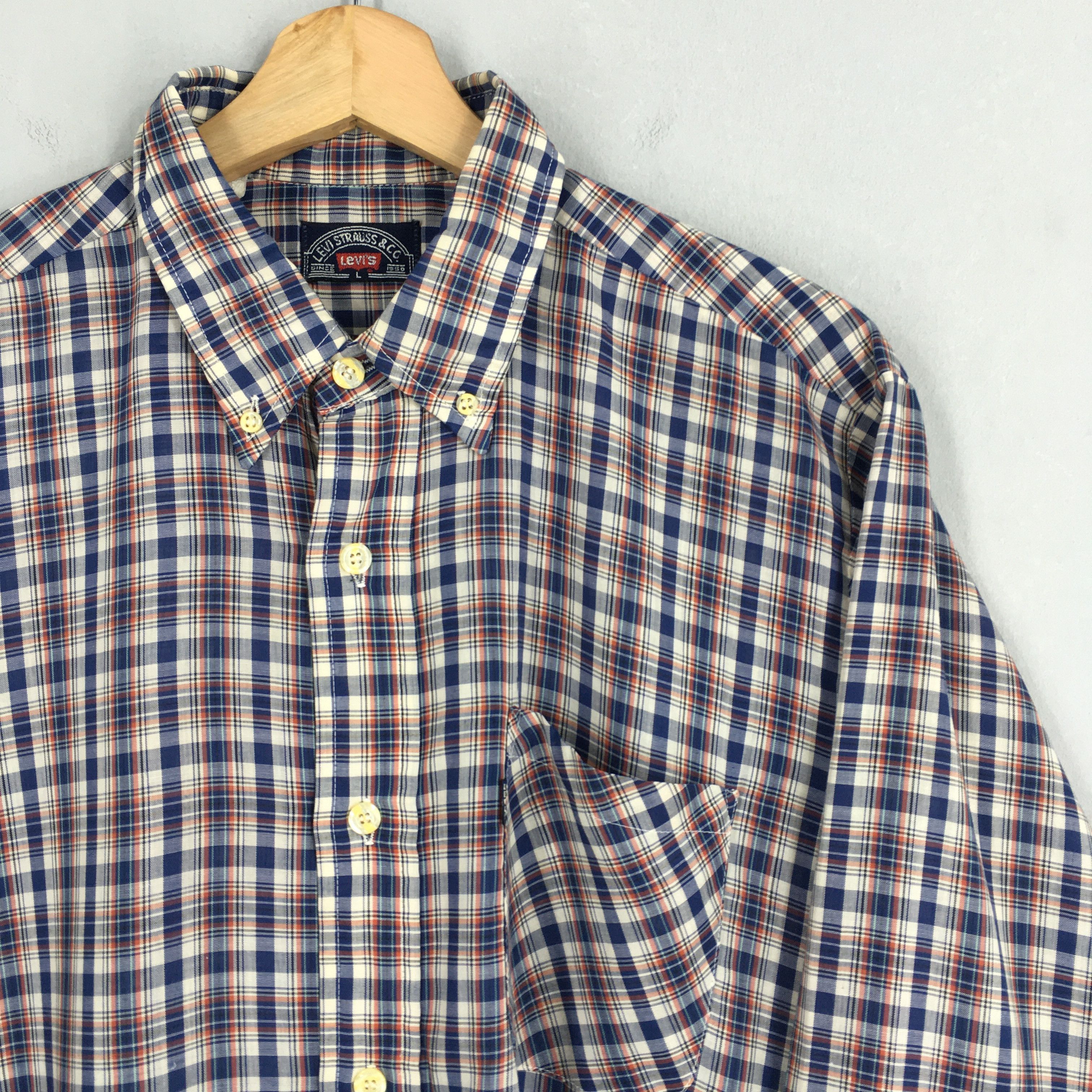 Levi's × Levi's Vintage Clothing × Vintage Vintage 80s Levis Strauss Checkered Flannel Shirt L Size US L / EU 52-54 / 3 - 2 Thumbnail