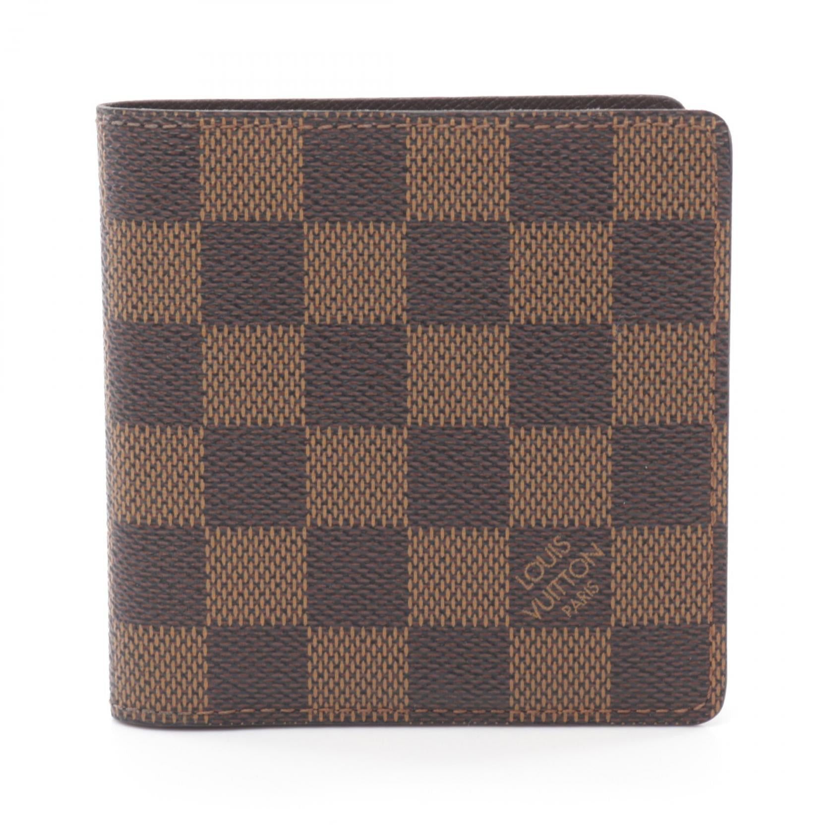 Louis Vuitton Portovier 6Credit Card Damier Ebene Bi-Fold Wallet Brown