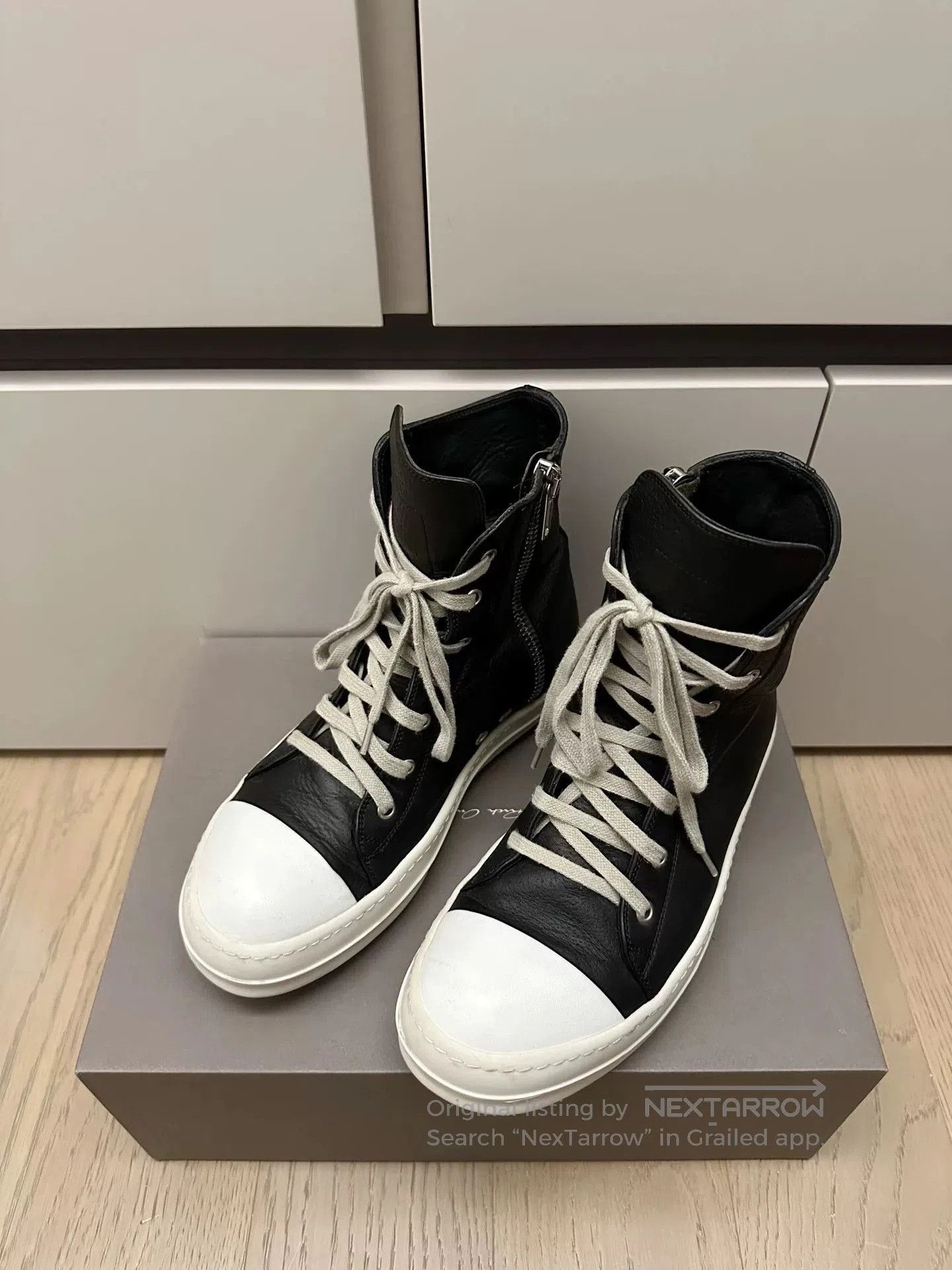 Rick Owens Ricki Owens RO High-Top Leather Zipper Sneakers. Size US 7 / EU 40 - 2 Thumbnail