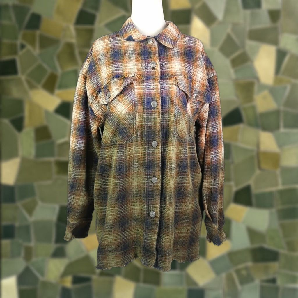 Free People Free People Anneli Plaid Shirt Jacket L Womens Cotton Button Front Casual Bohemian Shirt Jacket Size L / US 10 / IT 46 - 1 Thumbnail