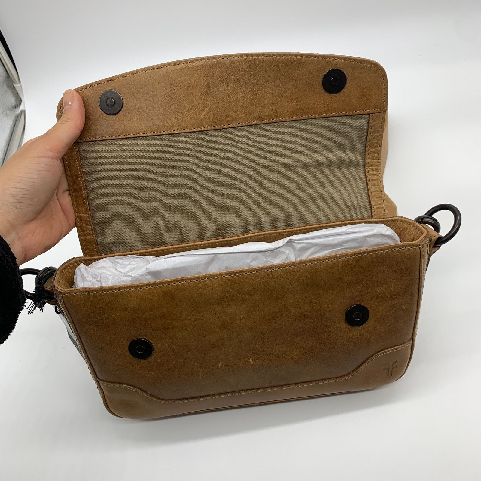 Other Frye Leather Handbags Melissa Baguette Bag Beige Brown Size ONE SIZE - 4 Thumbnail