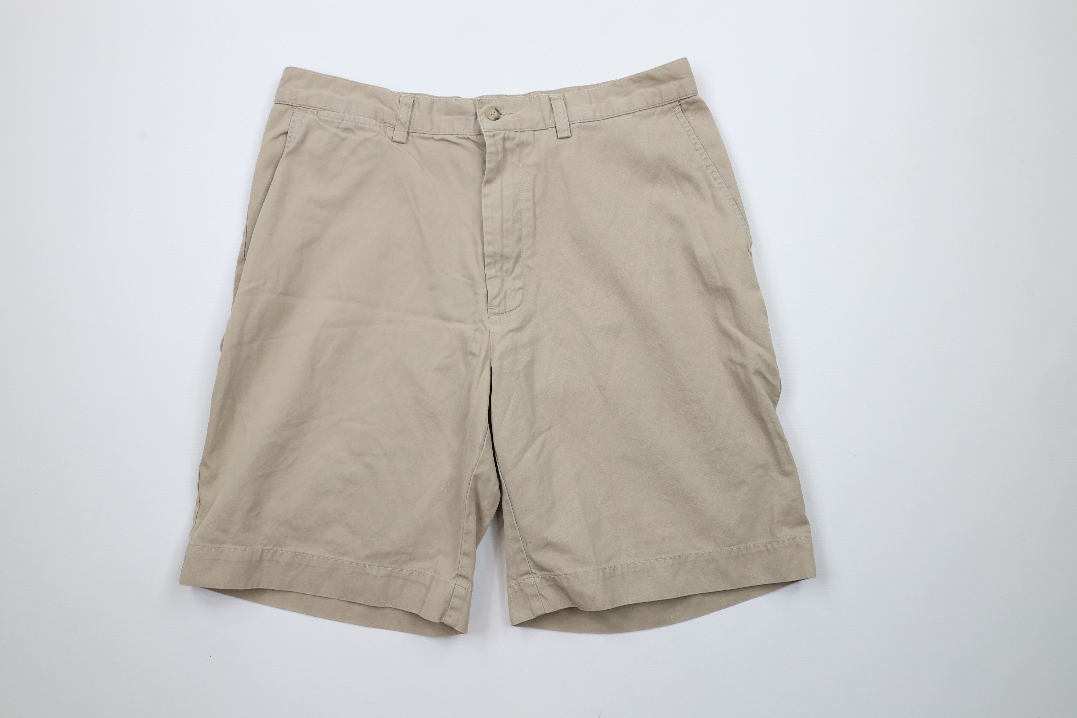 Ralph Lauren × Vintage Vintage 90s Ralph Lauren Knee Cotton Chino Shorts Beige Size US 33 - 1 Thumbnail