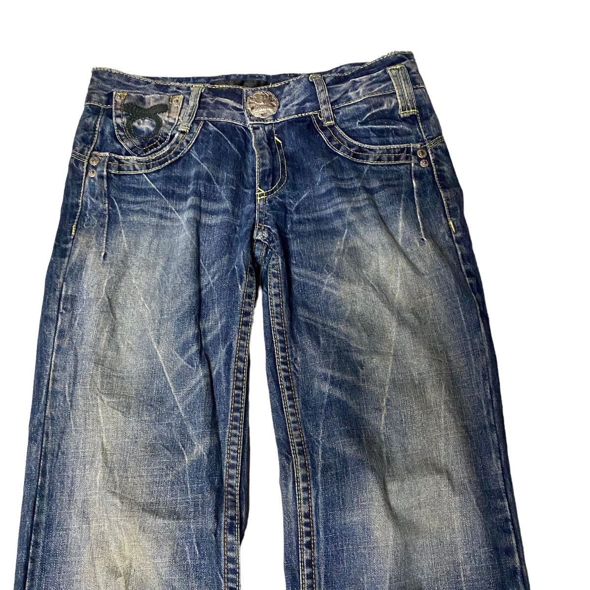 If Six Was Nine × Japanese Brand × Le Grande Bleu (L.G.B.) Lolita Red Pepper Flared Seawash Patched Jeans Size US 28 / EU 44 - 9 Thumbnail