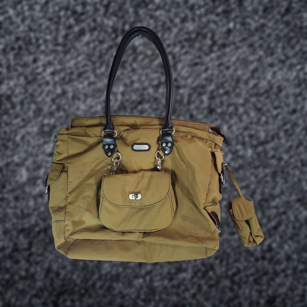 Vintage Baggallini Classic Oversized Travel Tote Matching Clip-on Purse Olive Green Size ONE SIZE - 1 Thumbnail