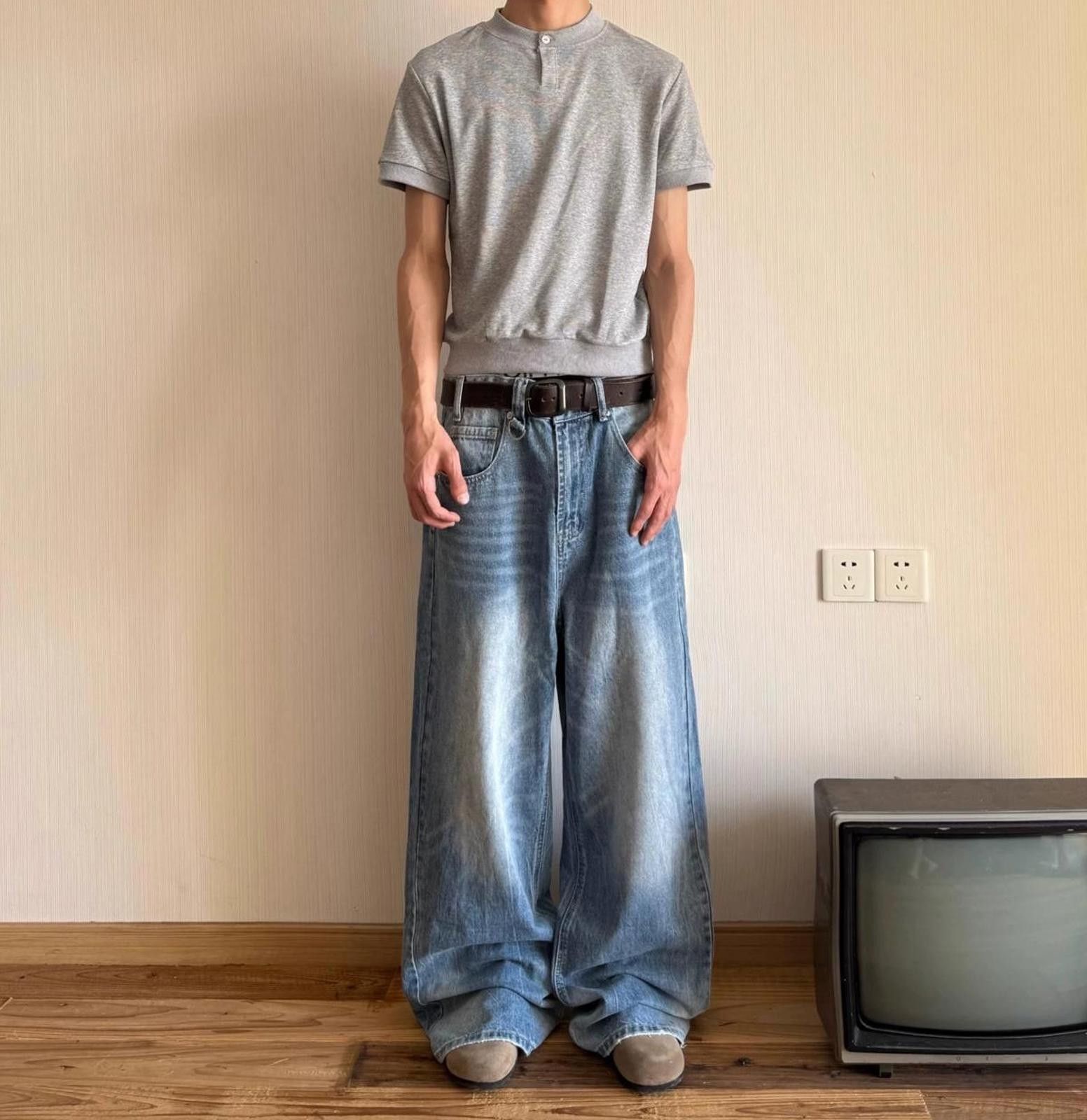 Other Whiskered Distressed Wide Leg Oversized Jeans Size US 32 / EU 48 - 2 Thumbnail