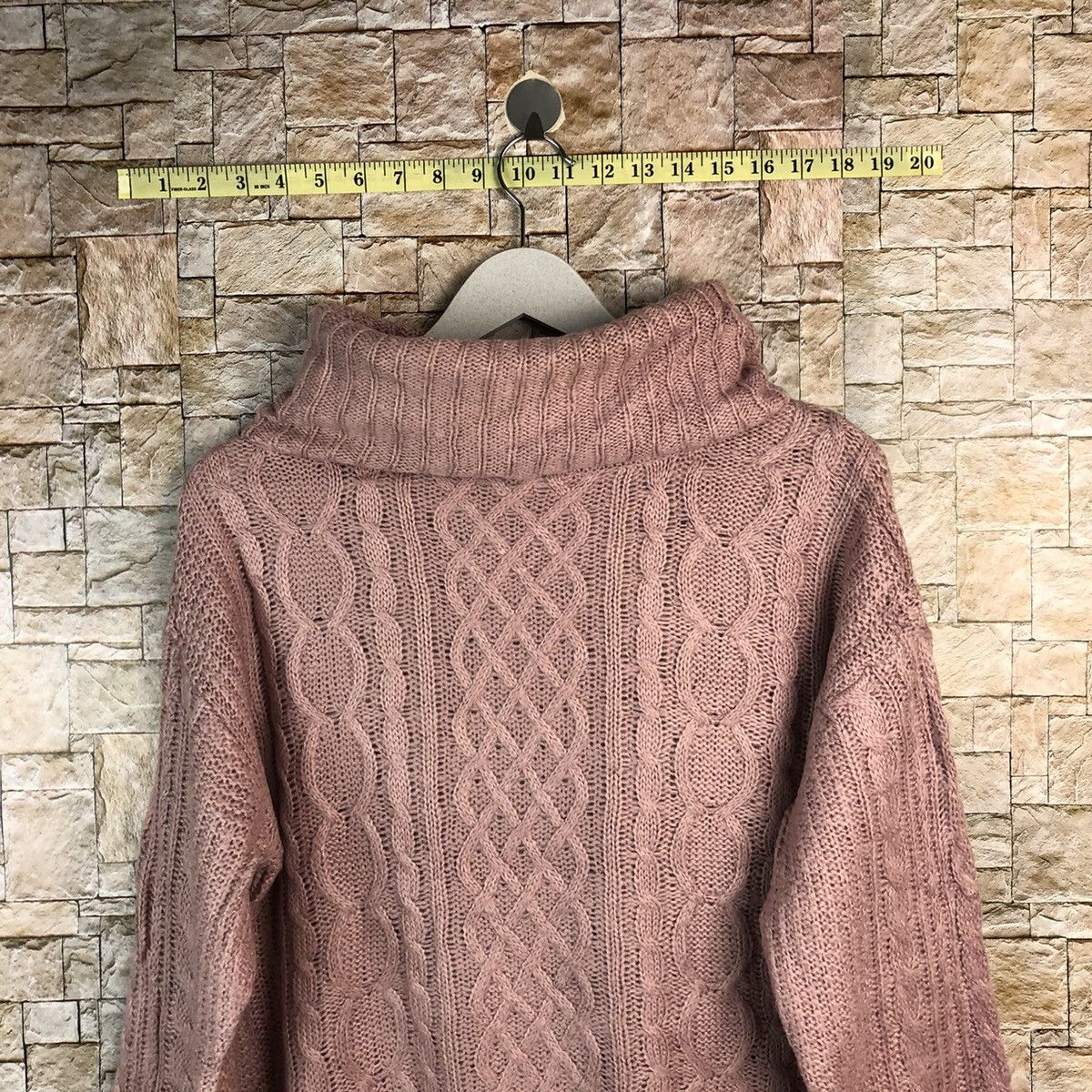 Homespun Knitwear × Japanese Brand Igni japan Pink Turtle Neck cable Knitwear #A1213 Size M / US 6-8 / IT 42-44 - 2 Thumbnail