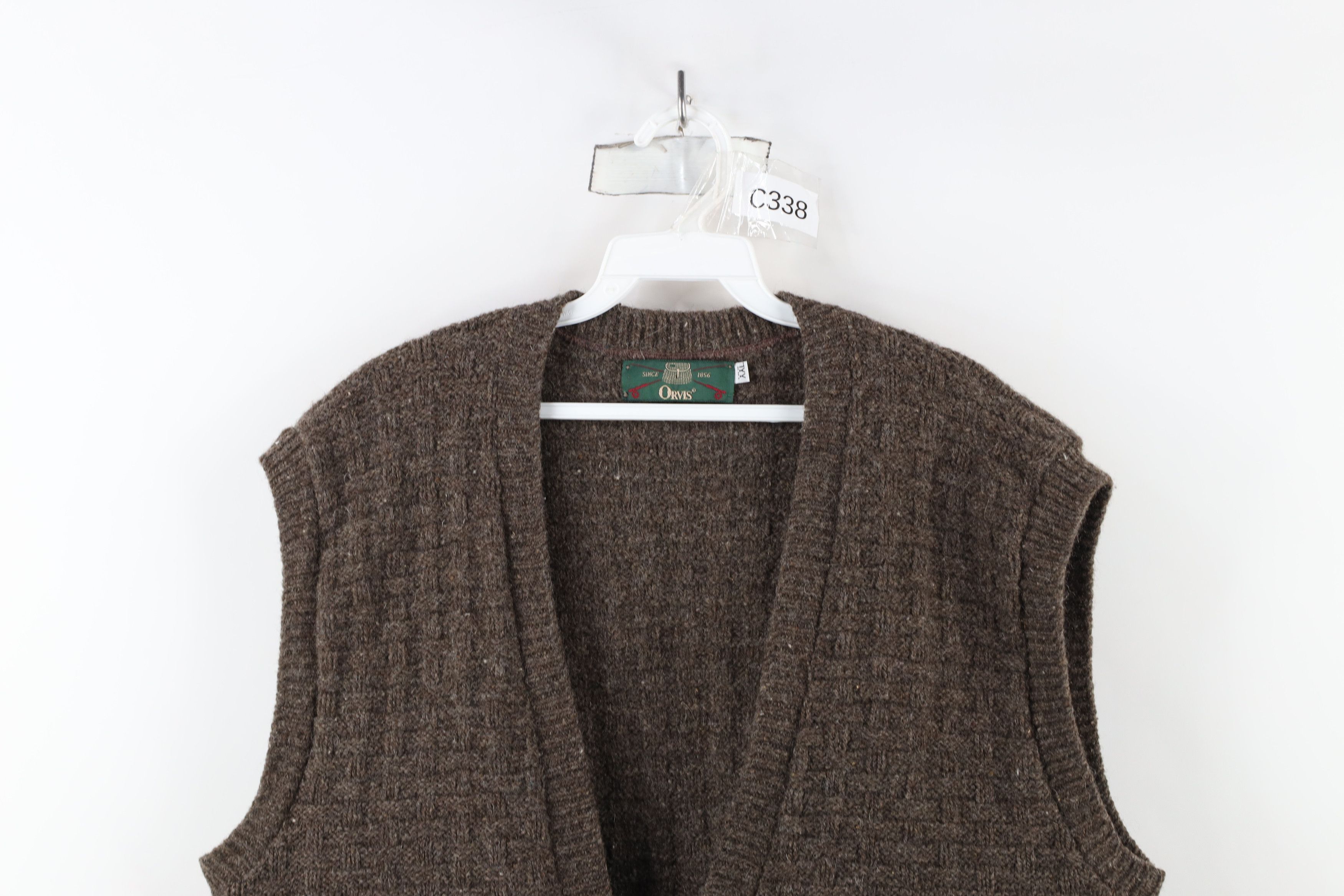 Orvis × Vintage Vintage 90s Orvis Weave Knit Cardigan Sweater Vest Brown USA Size US XXL / EU 58 / 5 - 2 Thumbnail