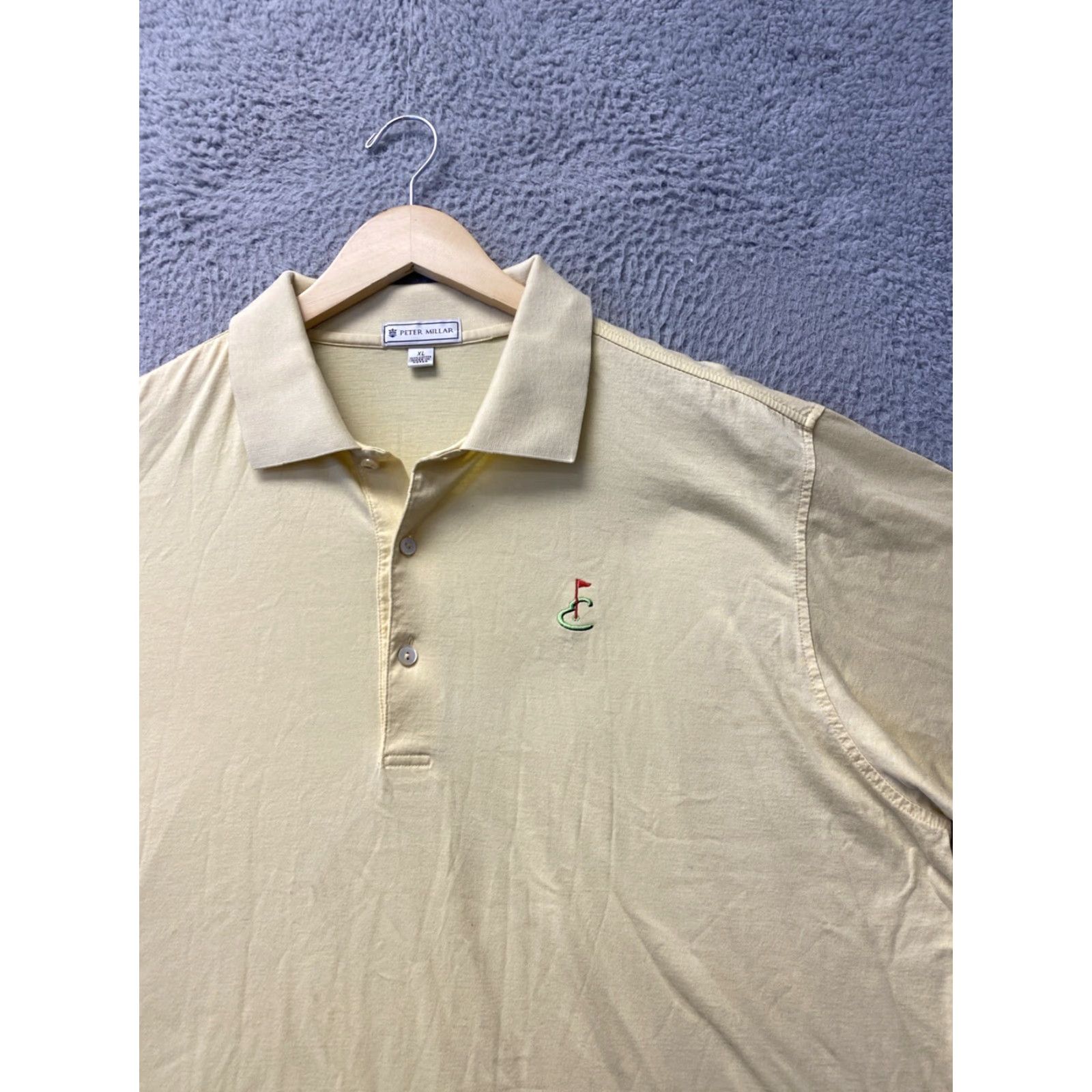 Peter Millar Peter Millar Golf Polo Shirt US Open Logo XL Yellow Cotton Short Sleeve Mens Size US XL / EU 56 / 4 - 2 Thumbnail