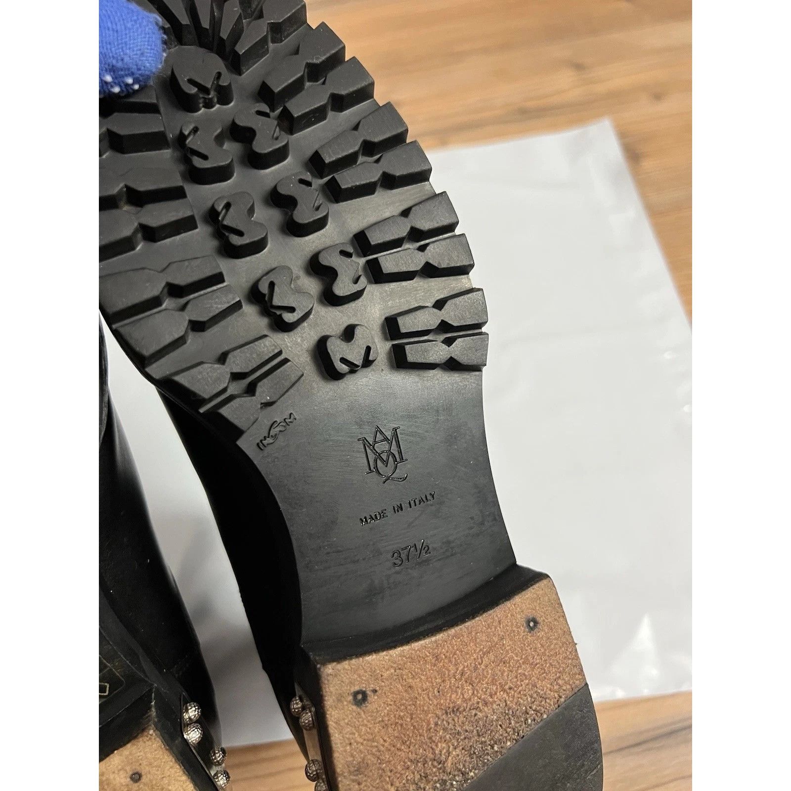 Alexander McQueen Alexander Mcqueen Hobnail Black Studded Leather Combat Ankle Size US 7 / IT 37 - 14 Thumbnail