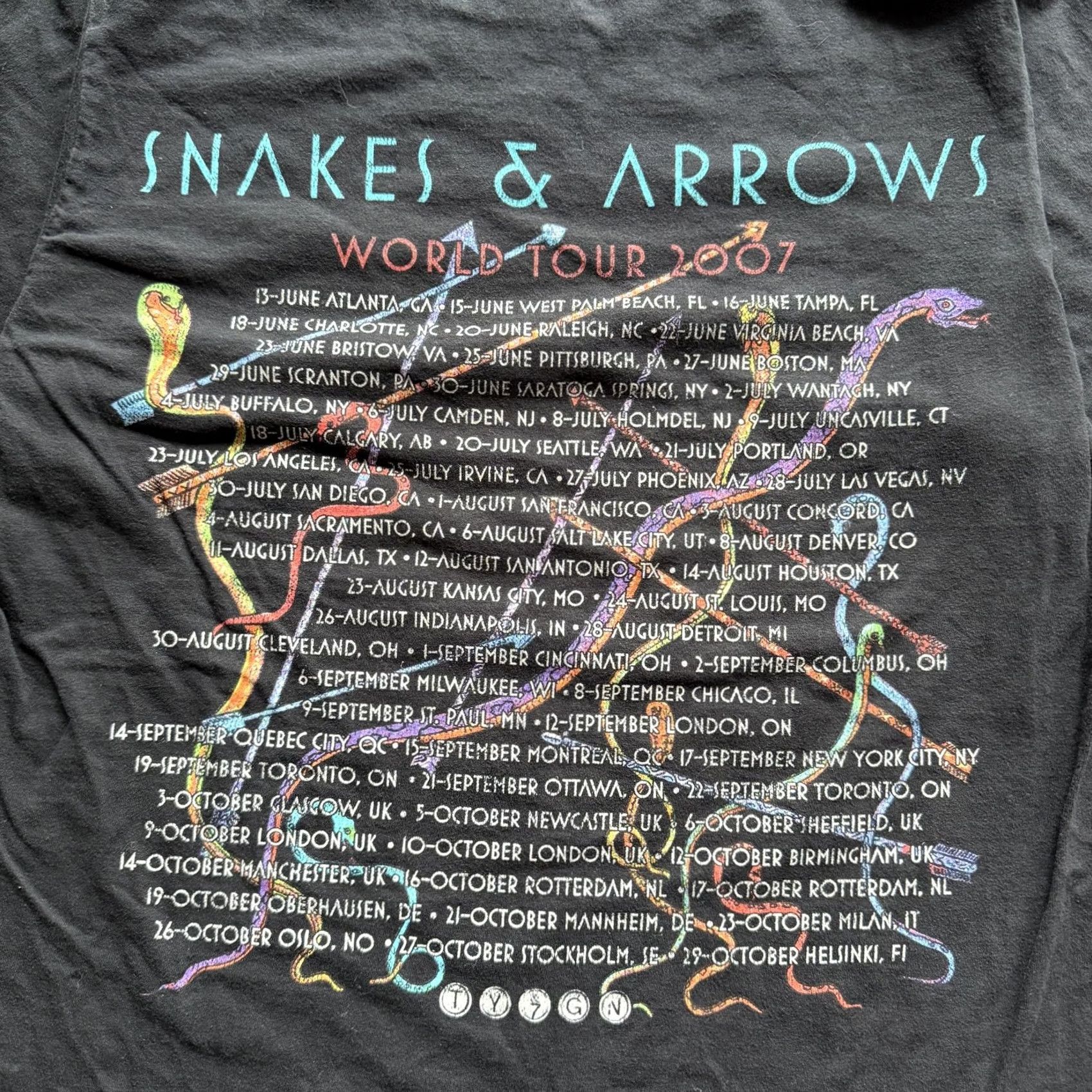 Arrow Y2K Band Tee Rush Shirt Mens Medium Black Snakes & Arrows Tour Graphic Rock Top Size US M / EU 48-50 / 2 - 7 Thumbnail